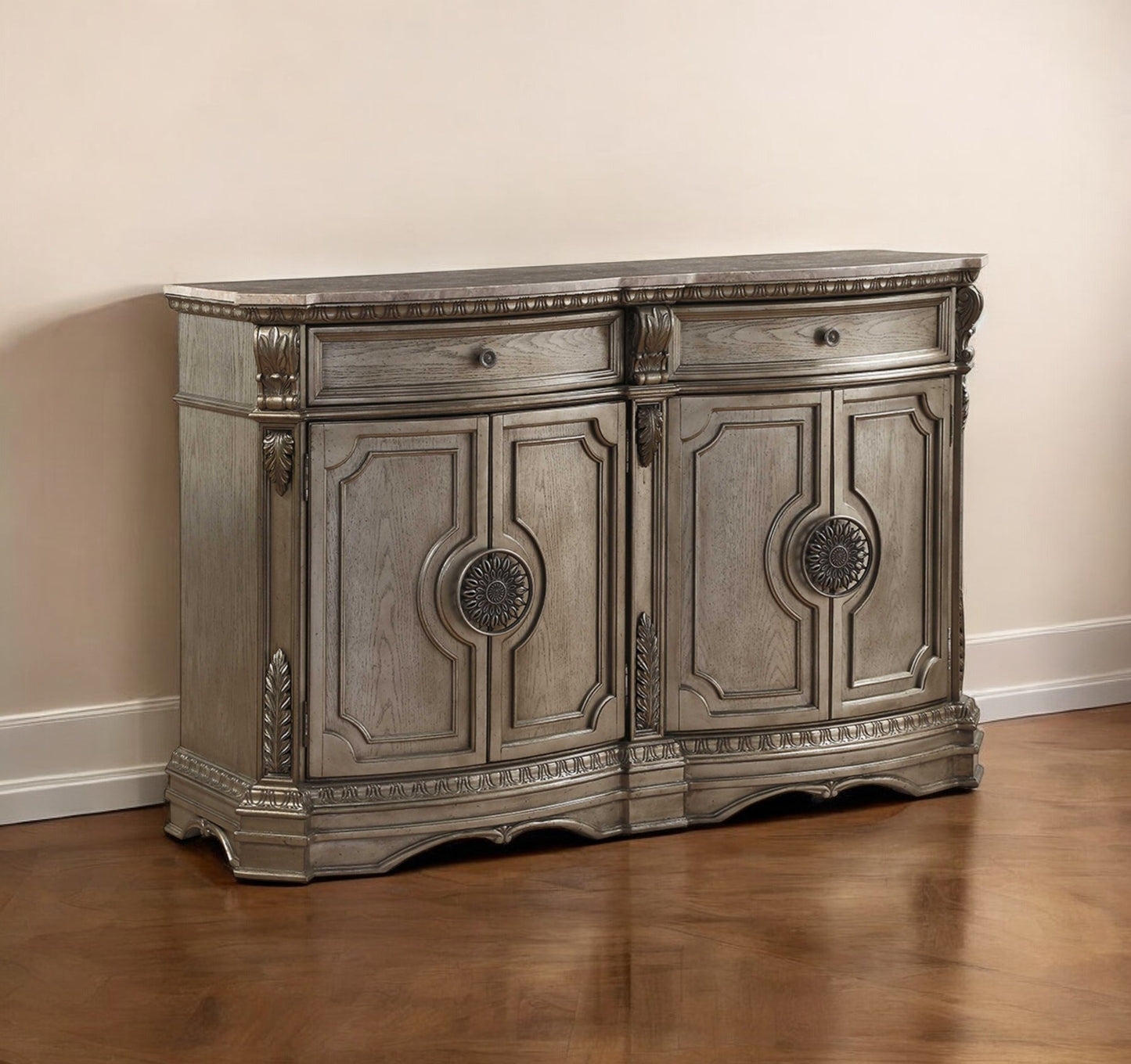 Champagne Solid Wood 2 Drawer Server