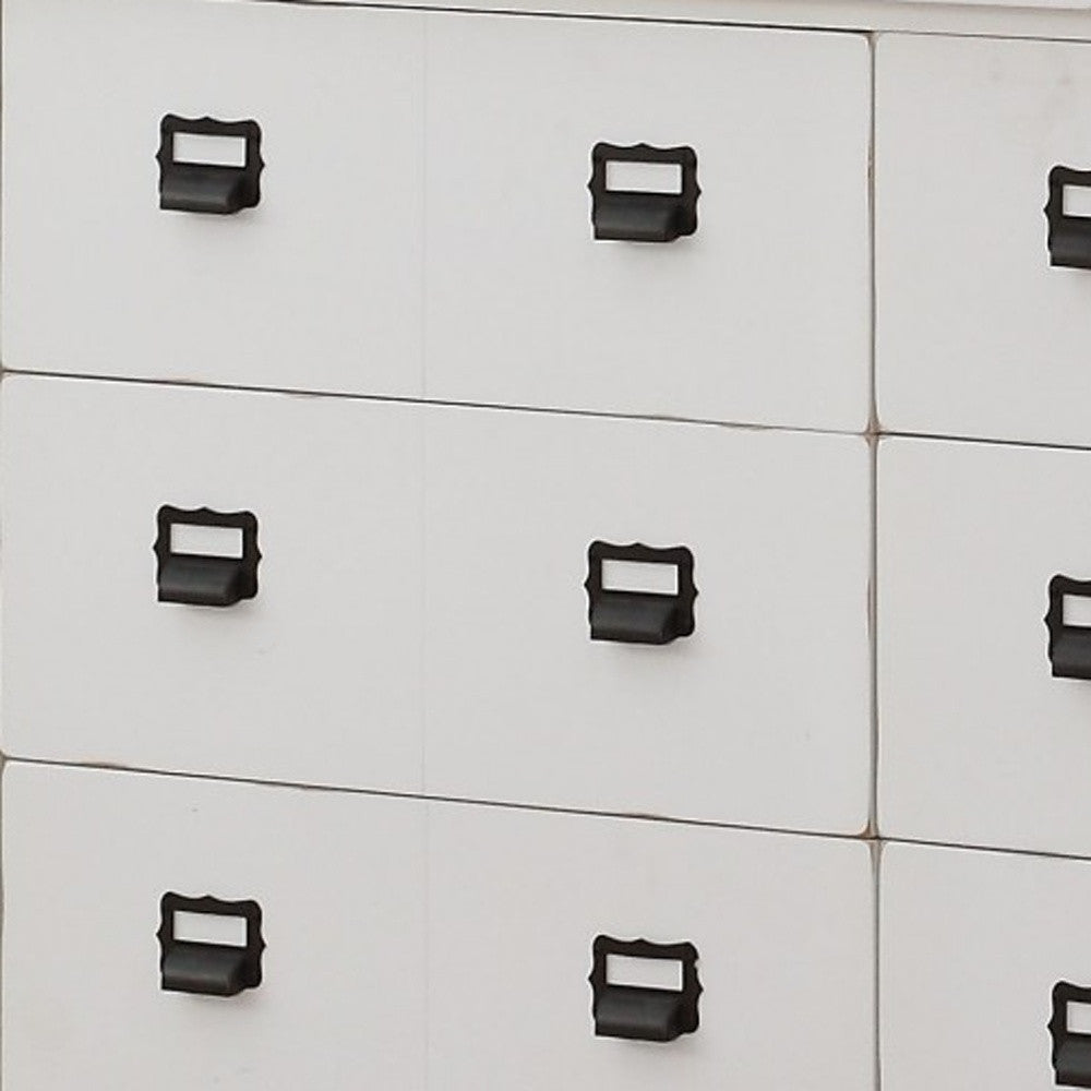 White Wood 9 Drawer Dining Hutch w/ 2 Sliding Doors