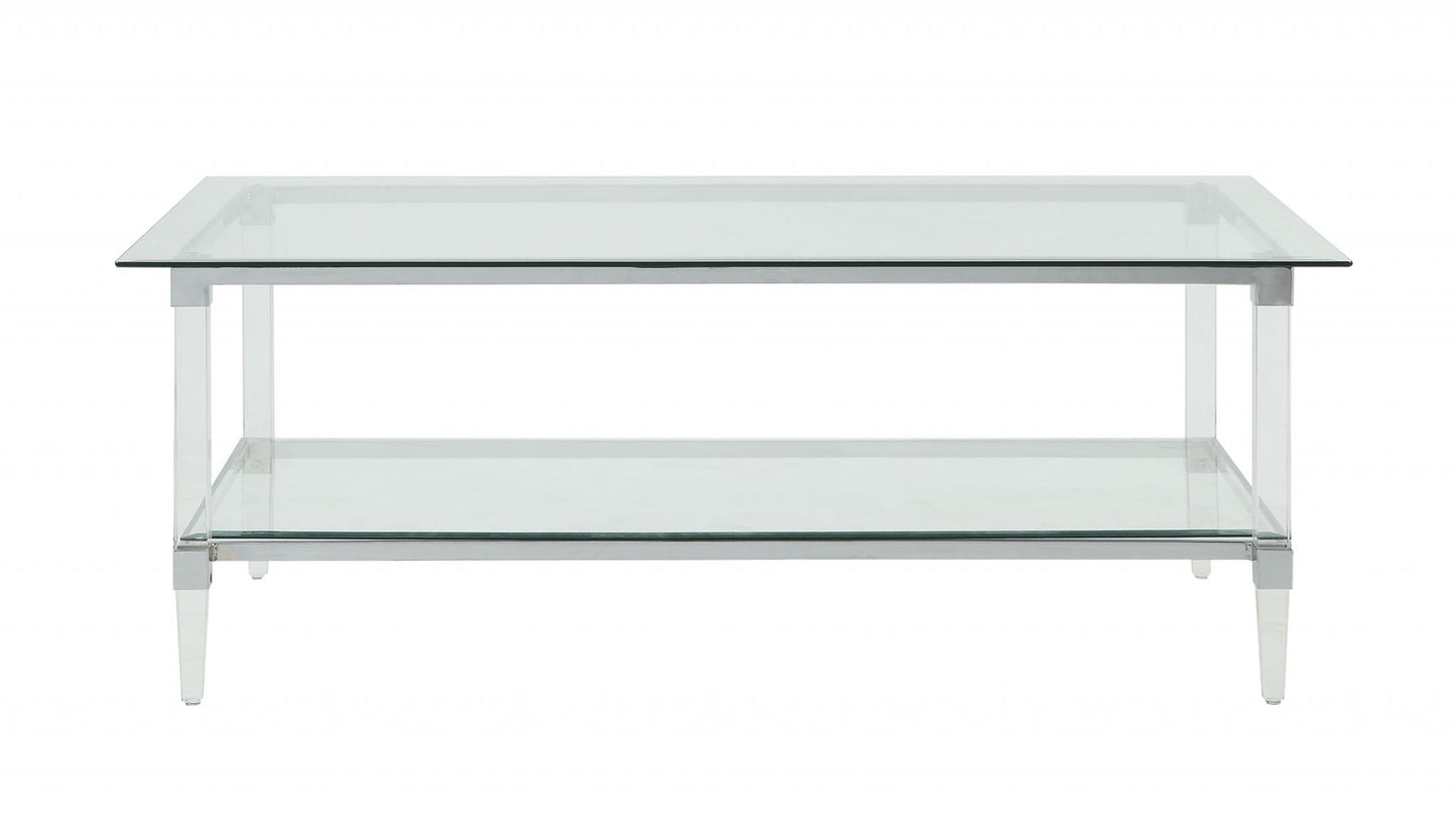 Clear Acrylic Chrome & Clear Glass Coffee Table