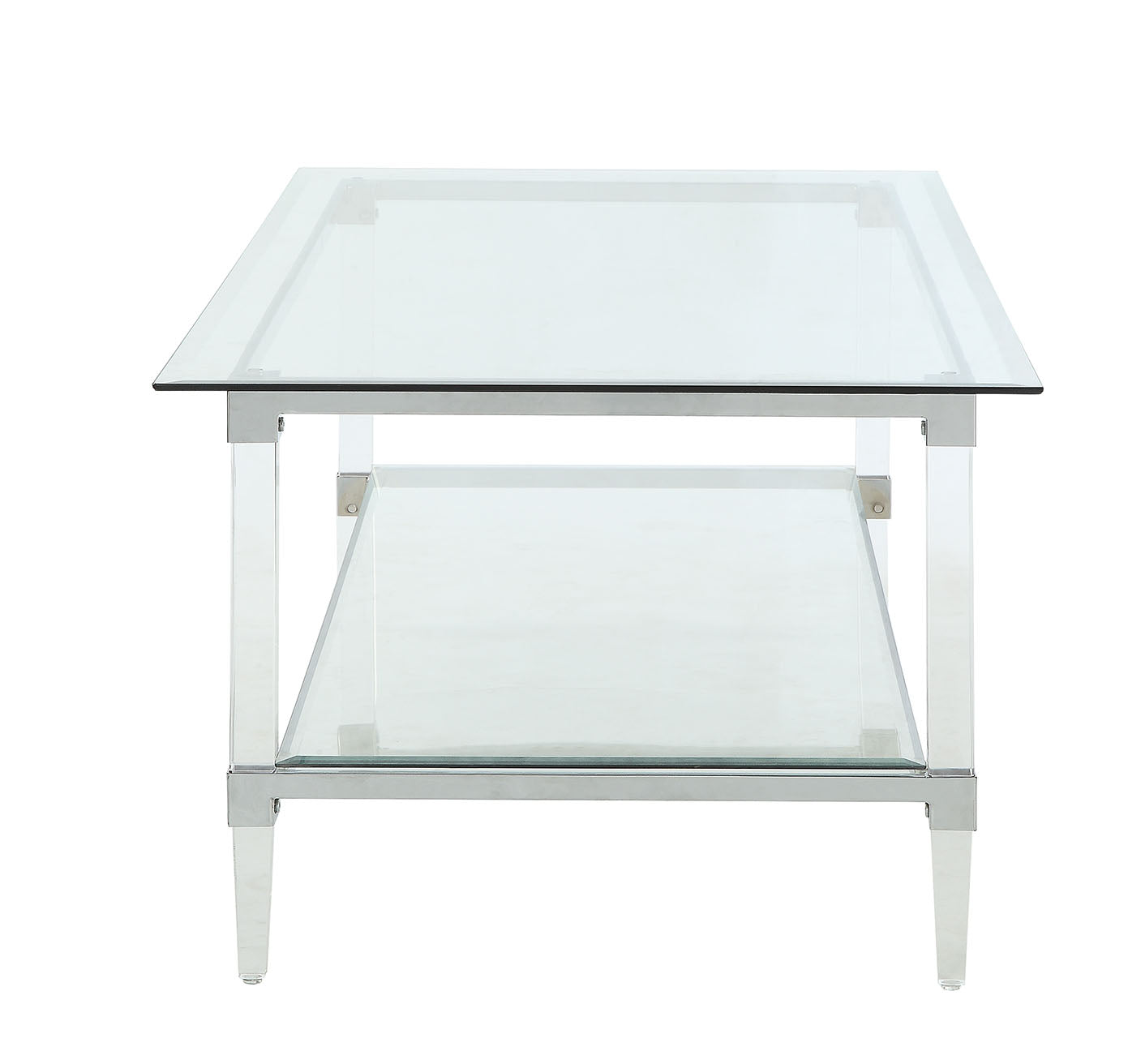 Clear Acrylic Chrome & Clear Glass Coffee Table