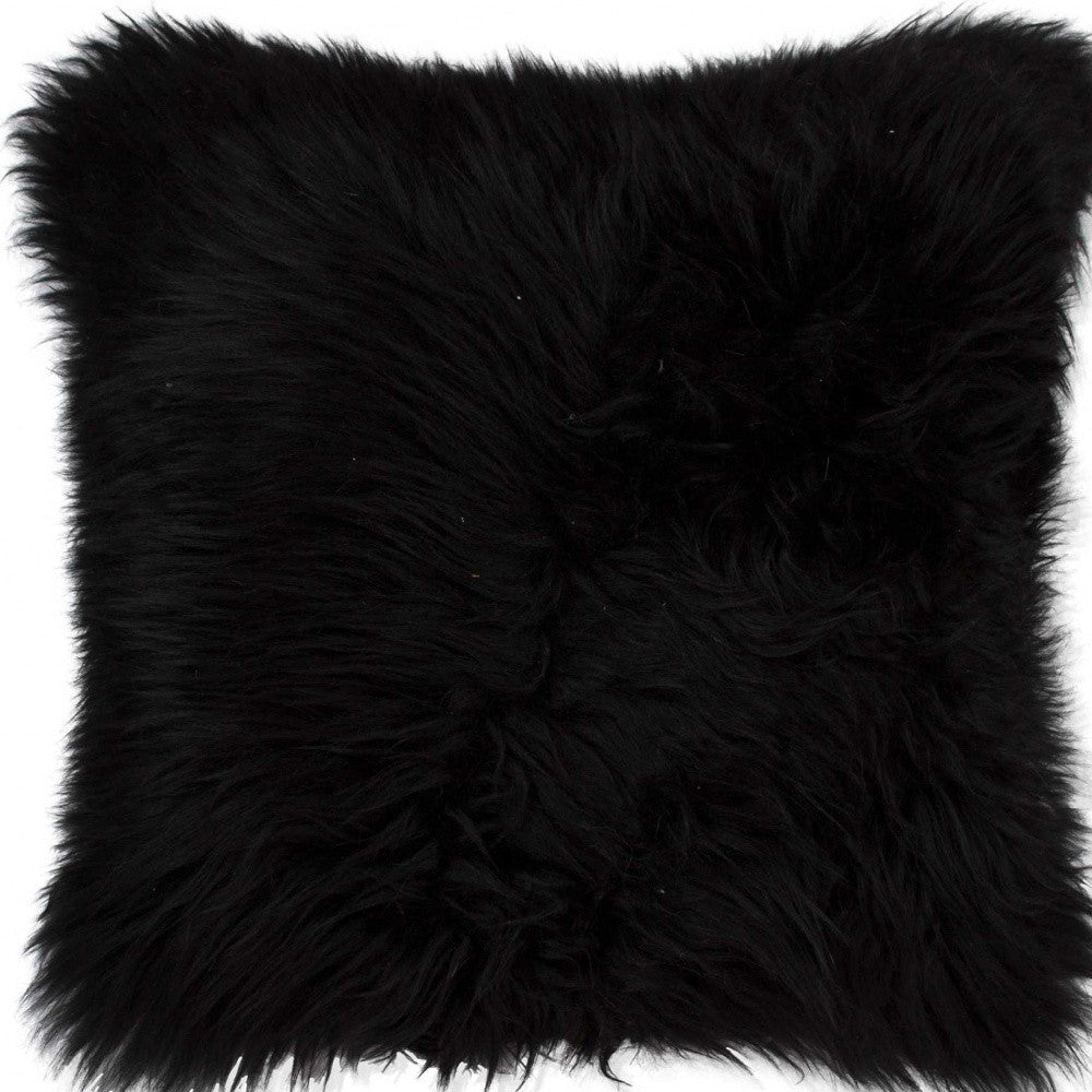 Black Sheepskin Pillow