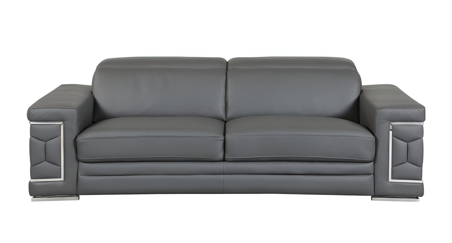 Dark Gray Italian Leather Sofa