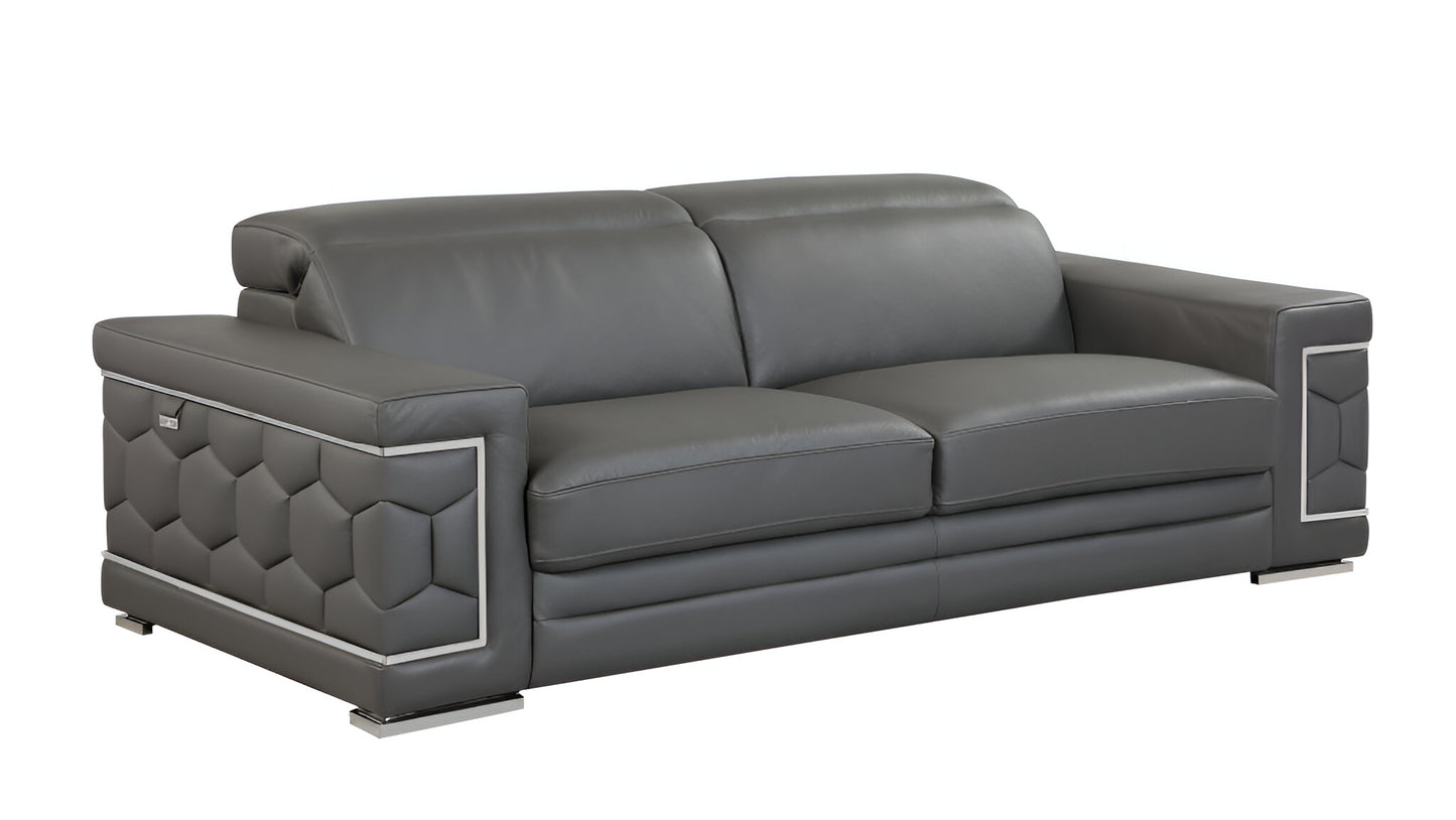 Dark Gray Italian Leather Sofa