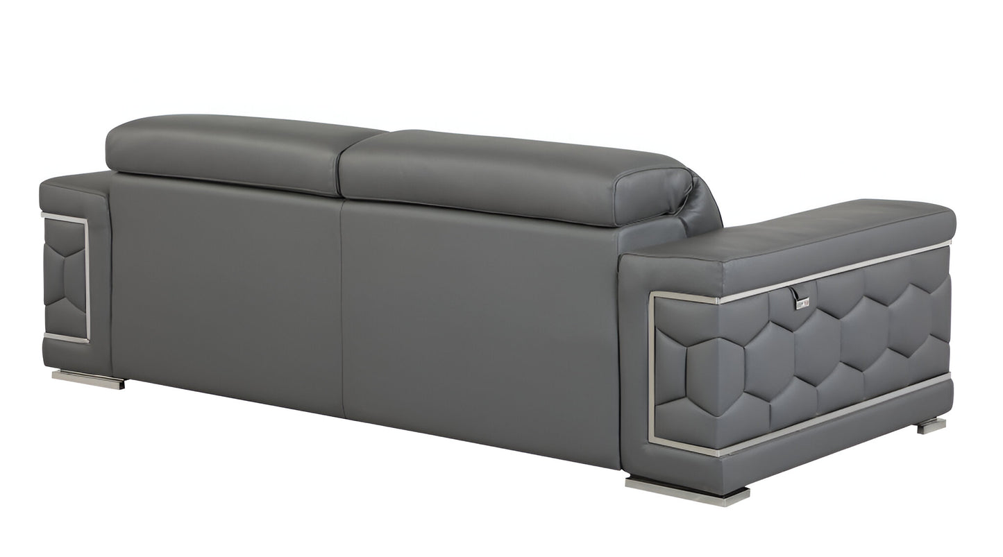 Dark Gray Italian Leather Sofa