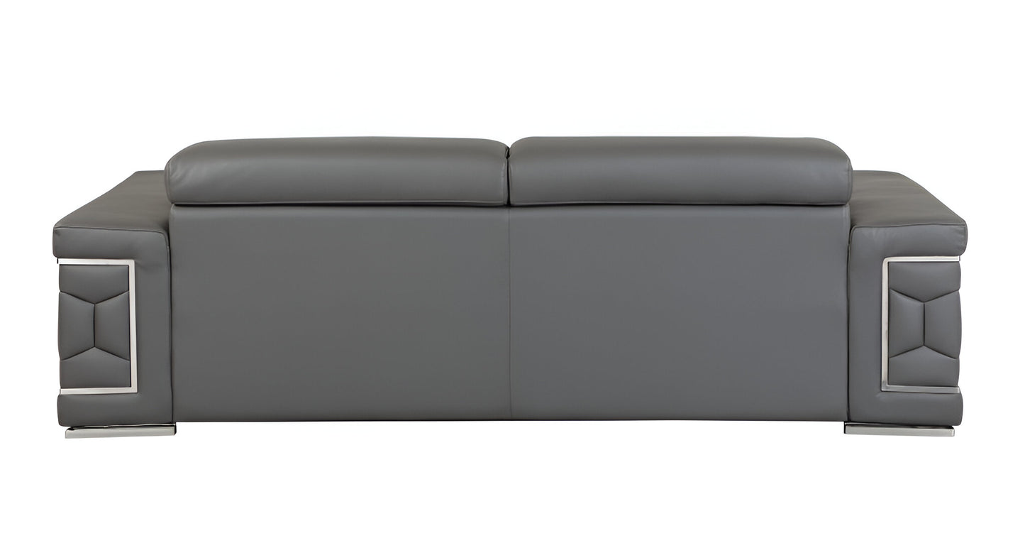 Dark Gray Italian Leather Sofa