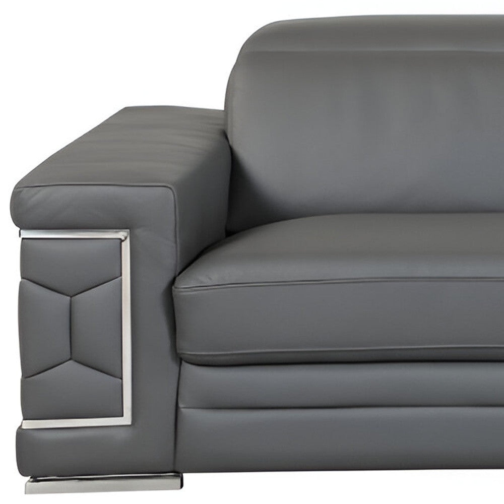 Dark Gray Italian Leather Sofa