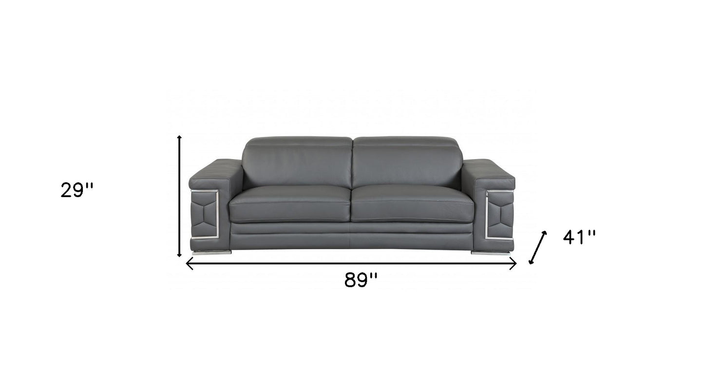 Dark Gray Italian Leather Sofa