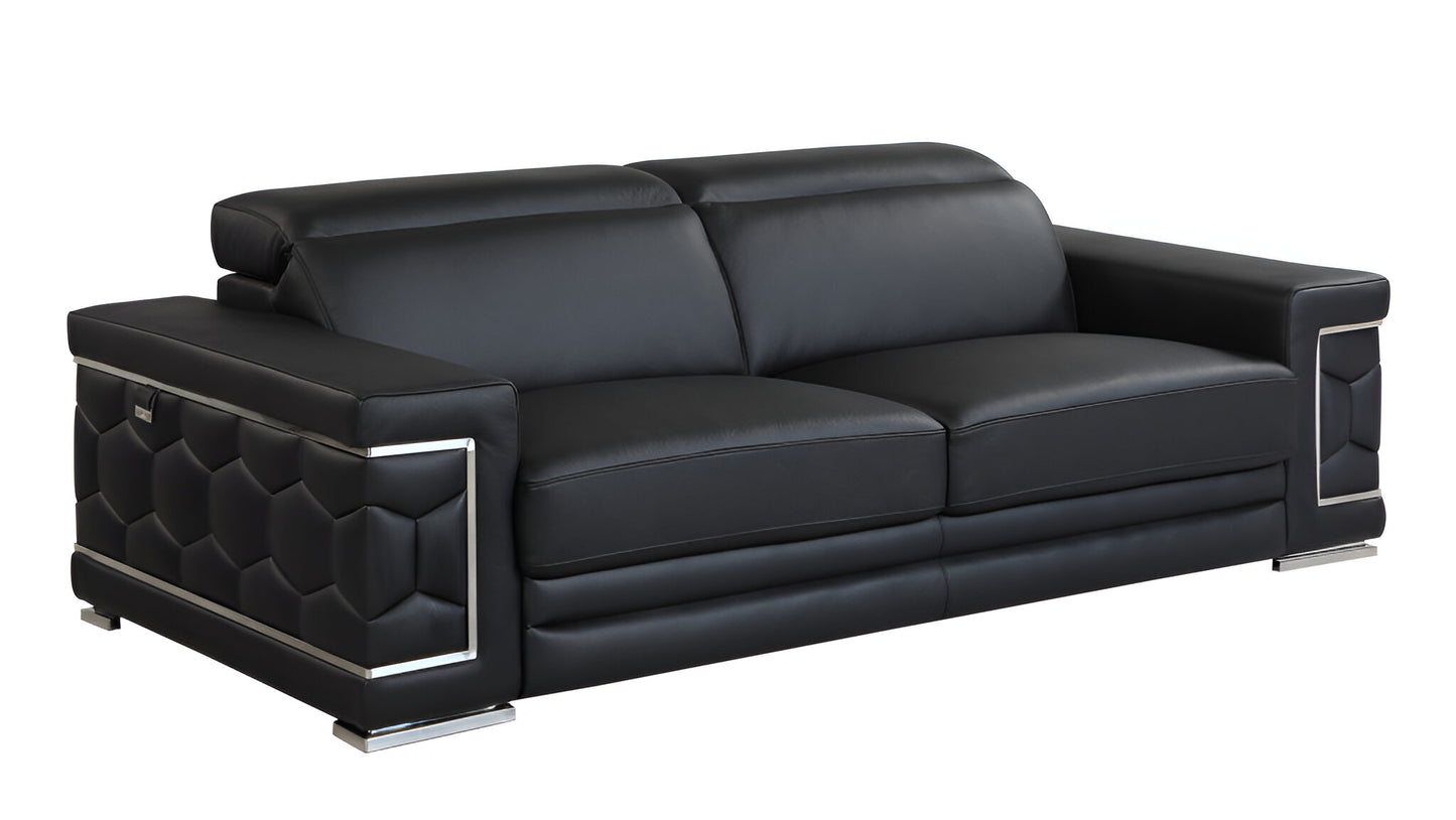 Black Italian Leather Sofa