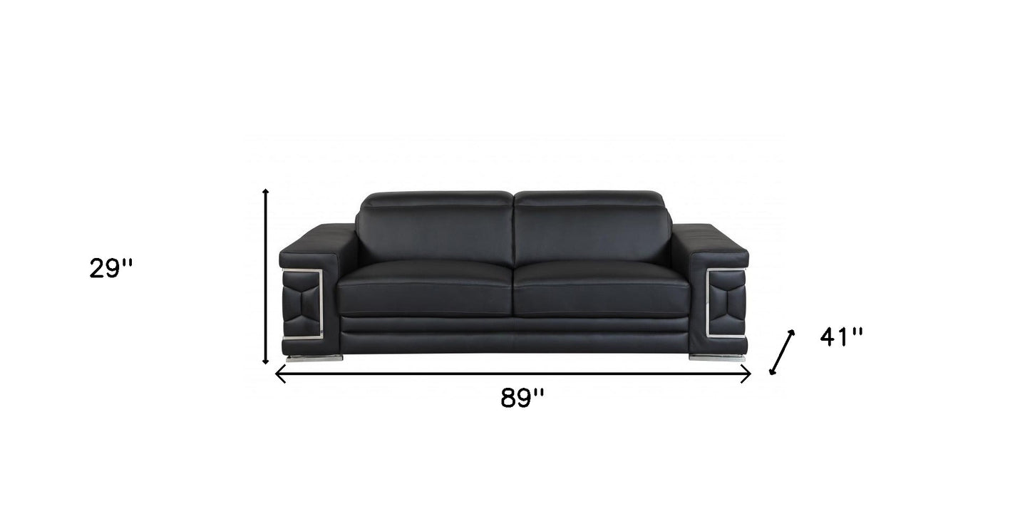 Black Italian Leather Sofa