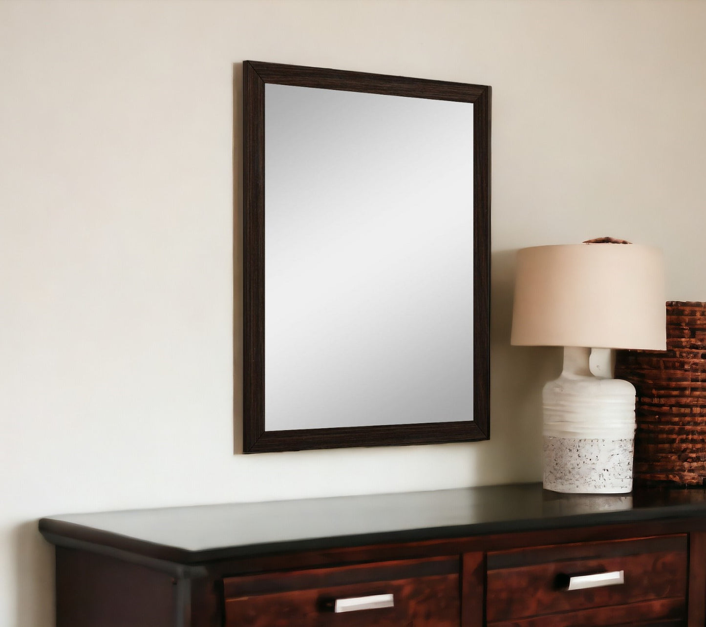 Dark Brown Framed Dresser Mirror