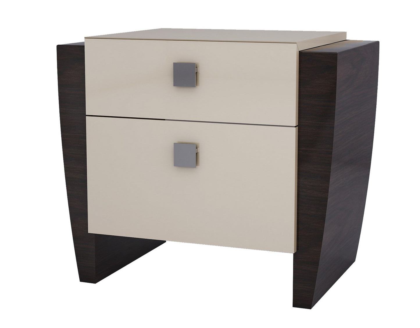 Beige & Dark Brown 2 Drawer Nightstand