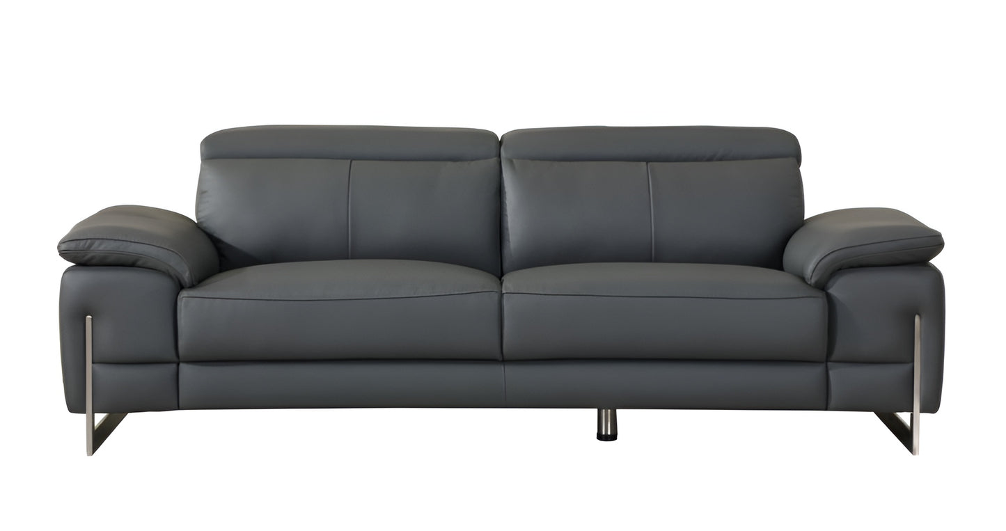 Dark Gray Italian Leather Sofa