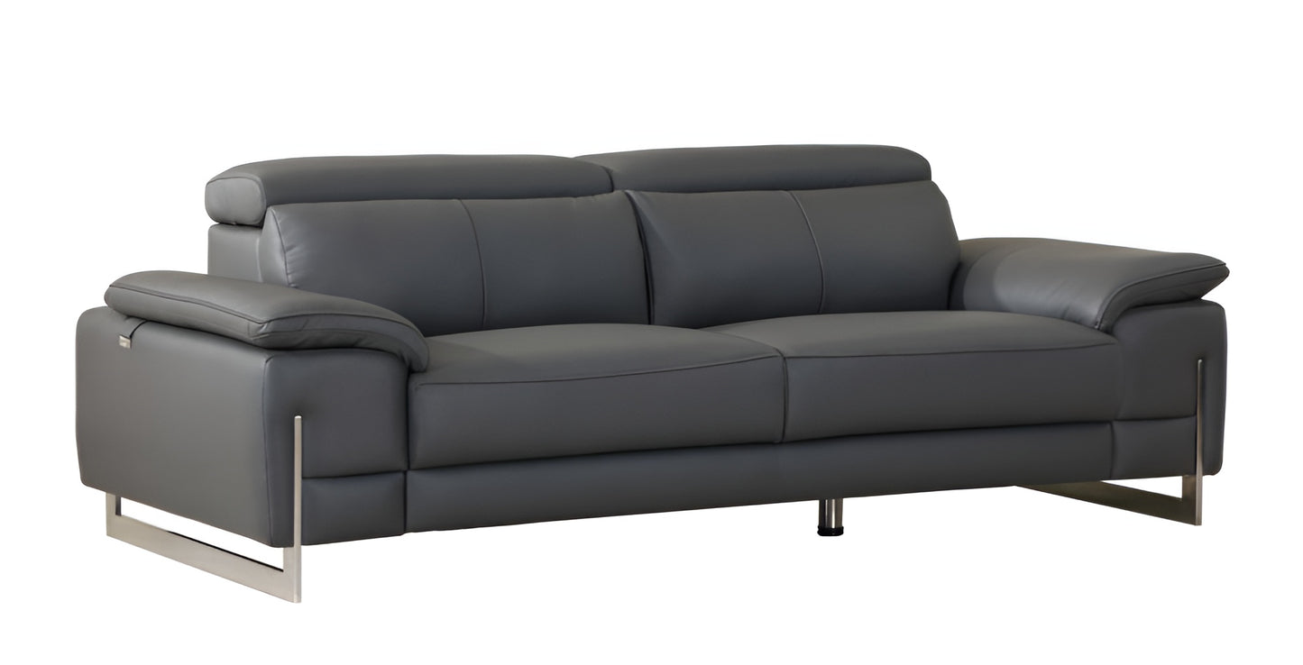 Dark Gray Italian Leather Sofa