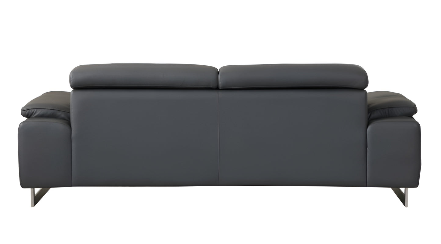 Dark Gray Italian Leather Sofa