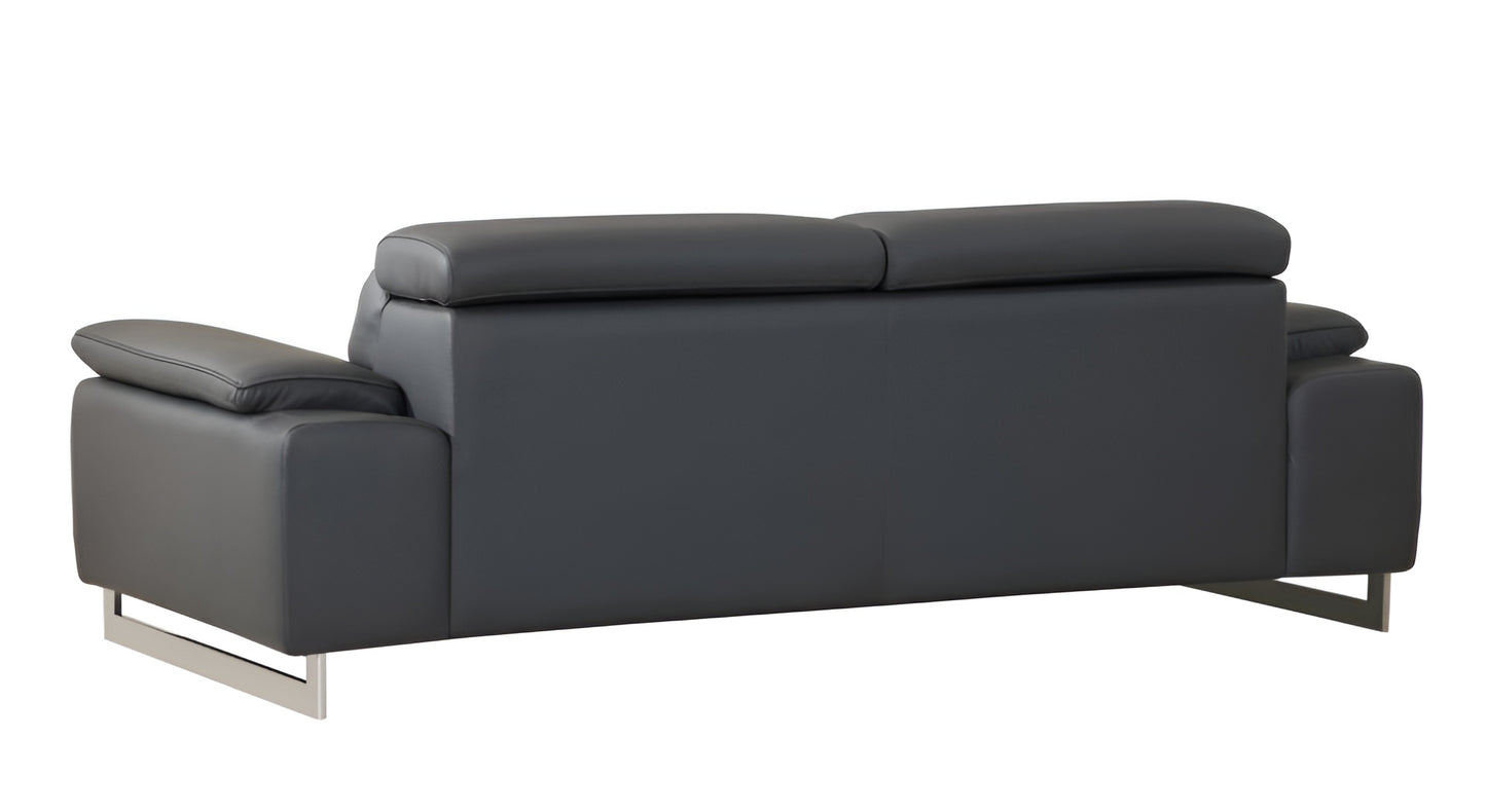 Dark Gray Italian Leather Sofa