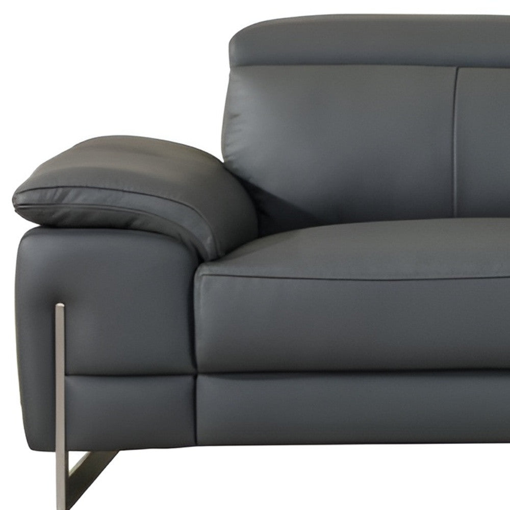 Dark Gray Italian Leather Sofa