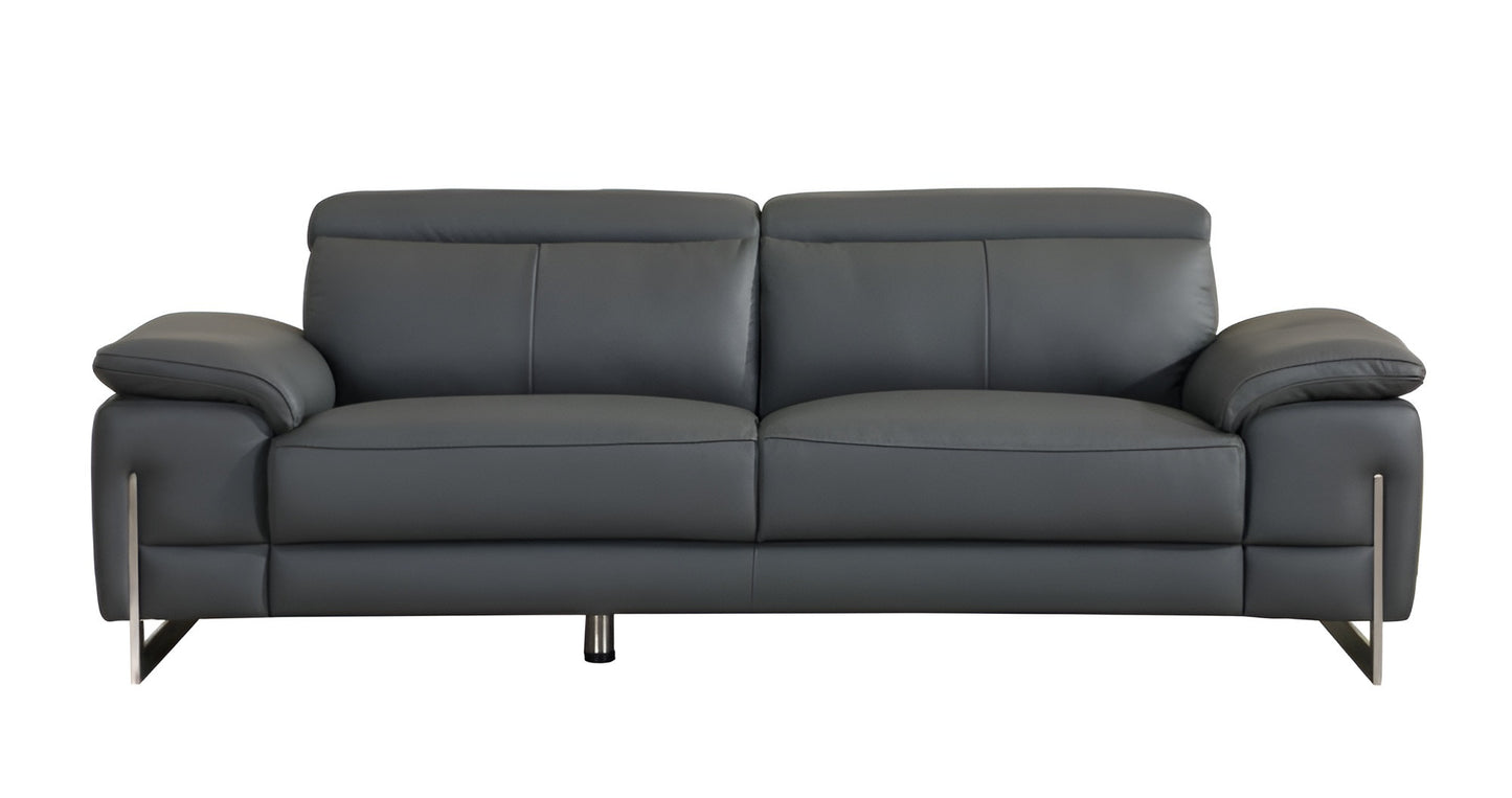 Dark Gray Italian Leather Sofa