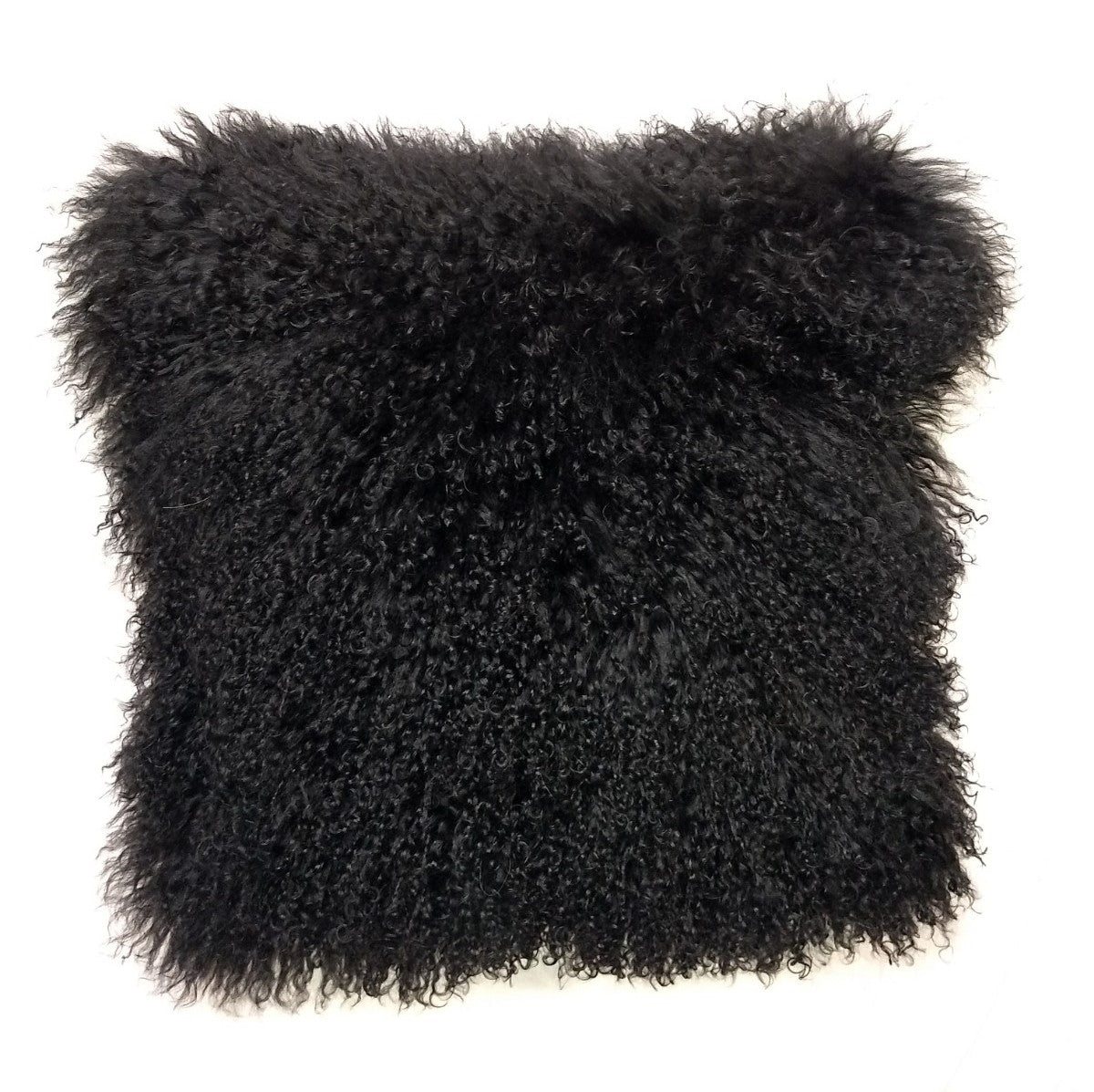 Black Genuine Tibetan Lamb Fur Pillow w/ Microsuede Backing