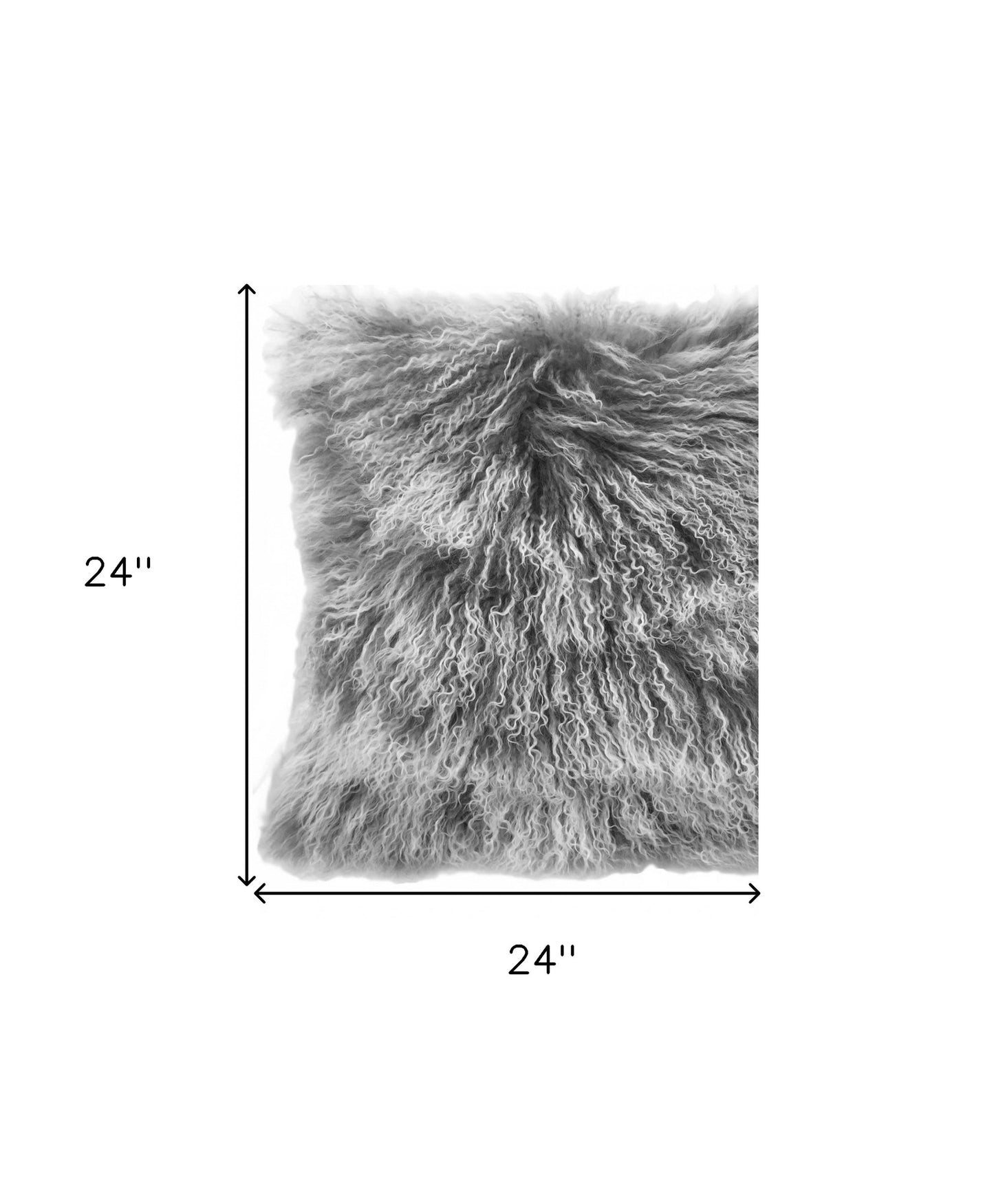 Grey Genuine Tibetan Lamb Fur Pillow w/ Microsuede Backing