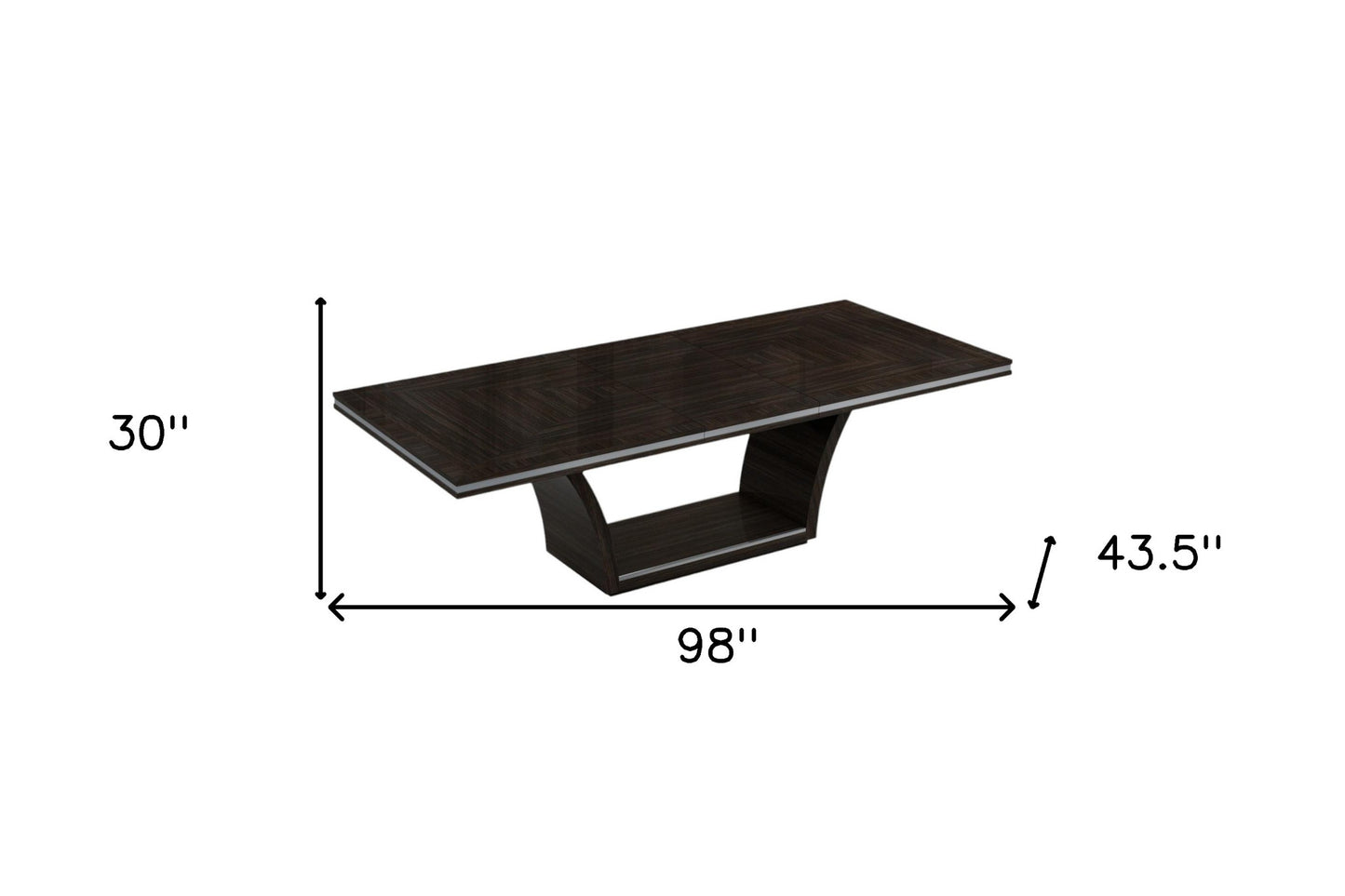 Dark Brown Solid Wood Self-Storing Leaf Pedestal Base Dining Table