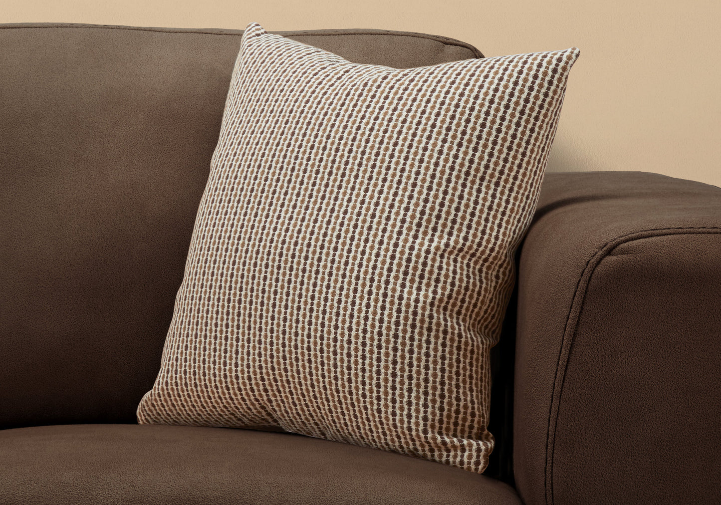 Brown & White Striped Pillow
