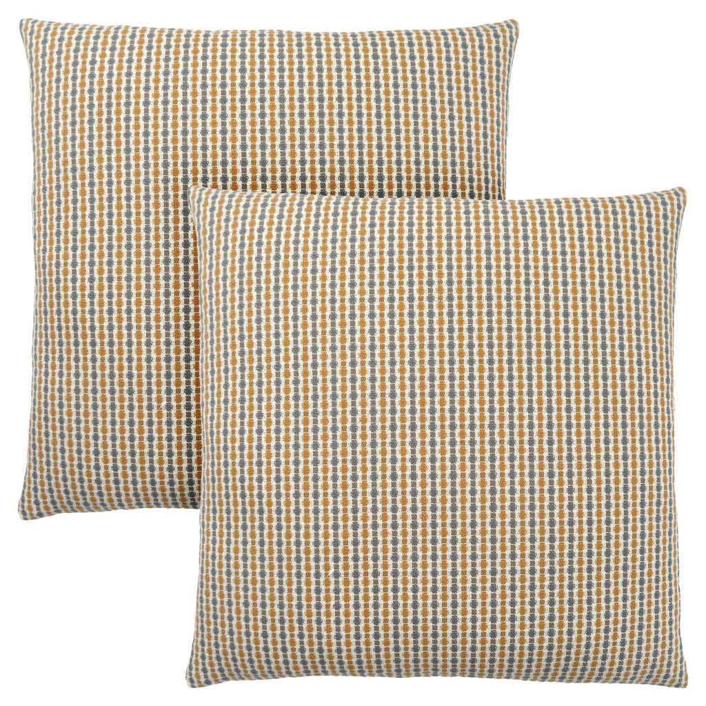 Gold & White Striped Pillow
