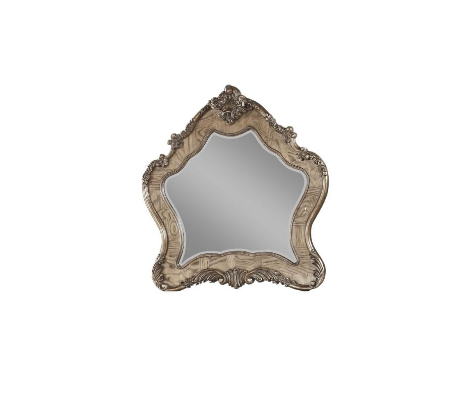 Oak Abstract Wood Framed Mounted Dresser Mirror