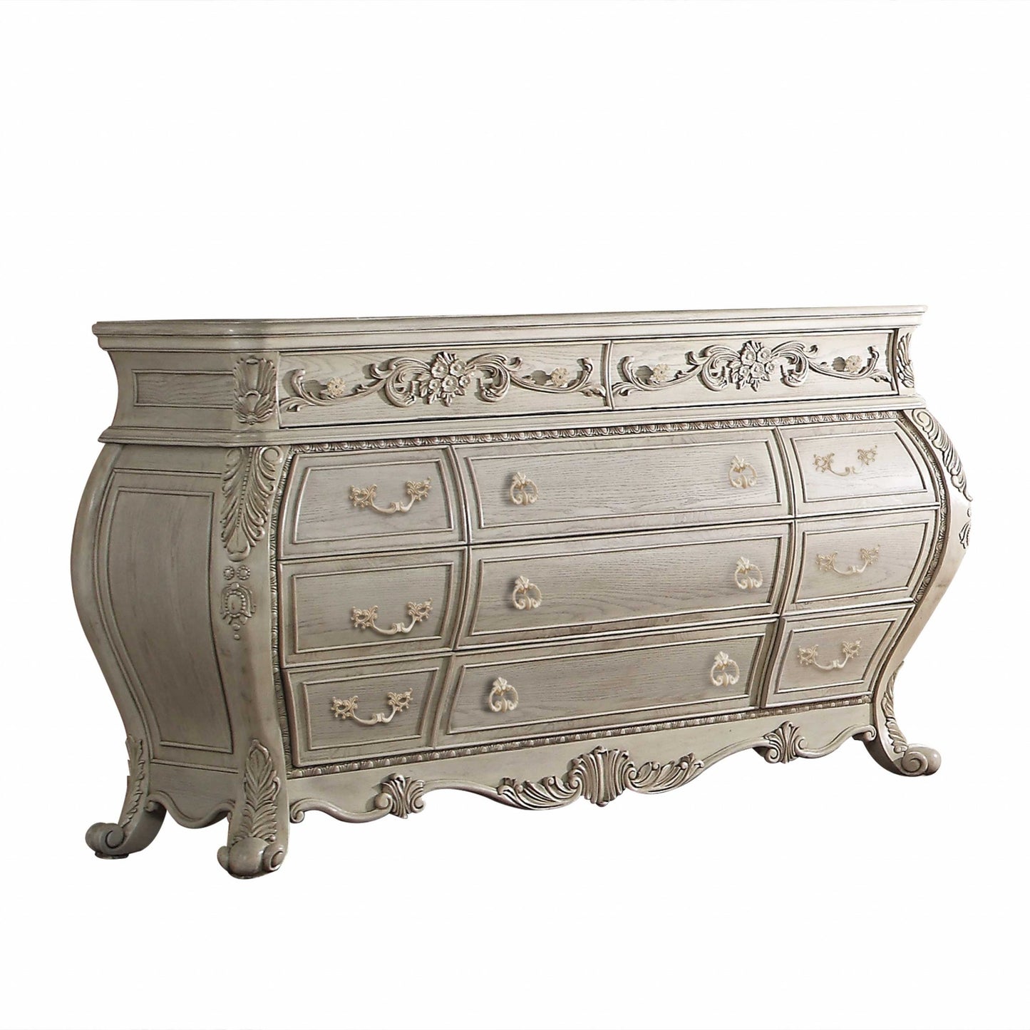 Natural and Black Solid Wood 6-Drawer Double Dresser