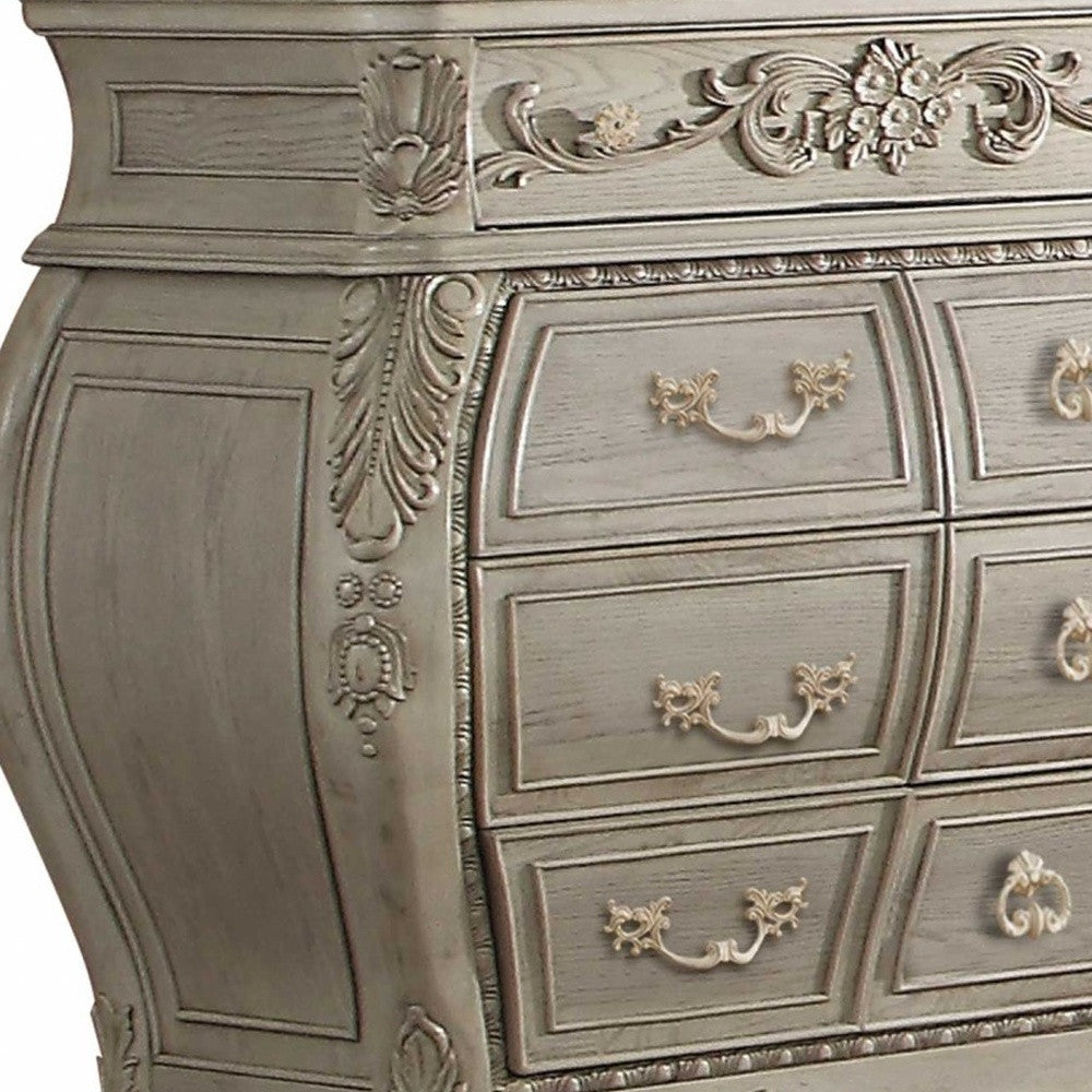 Natural and Black Solid Wood 6-Drawer Double Dresser