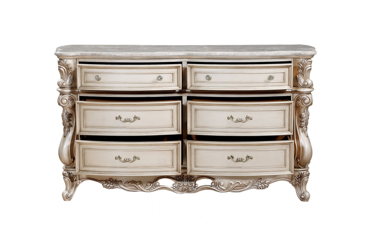 Natural and Ivory Solid Wood 6-Drawer Double Dresser