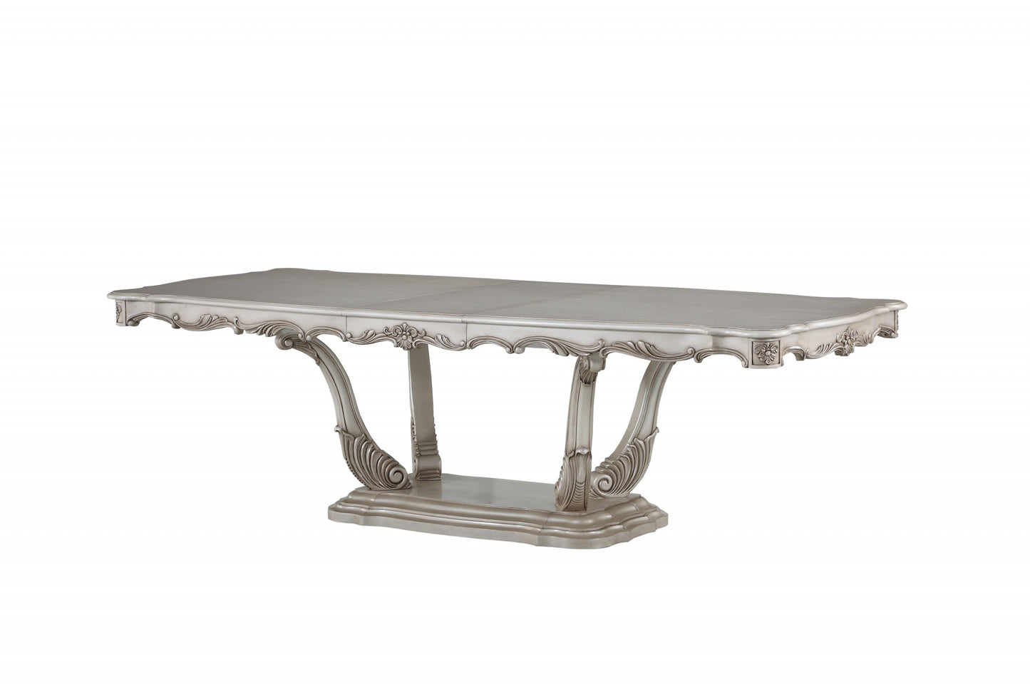 Off White Solid Wood Pedestal Base Dining Table