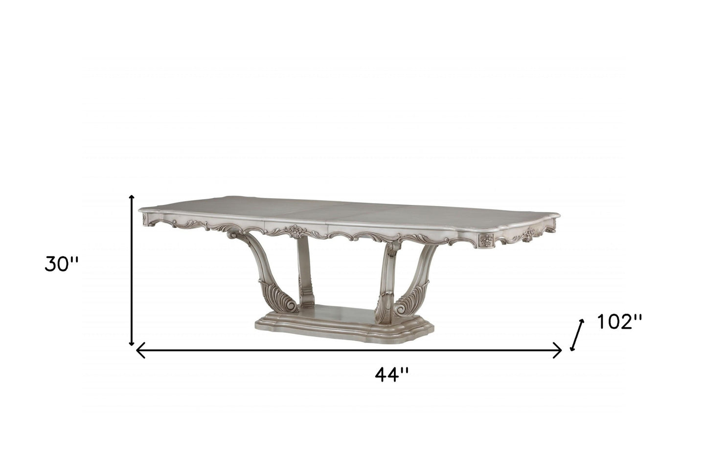 Off White Solid Wood Pedestal Base Dining Table