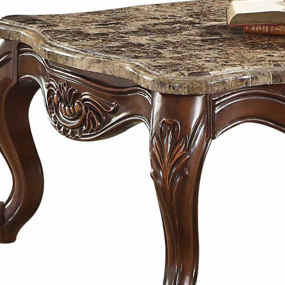 Brown & Dark Brown Genuine Marble Coffee Table