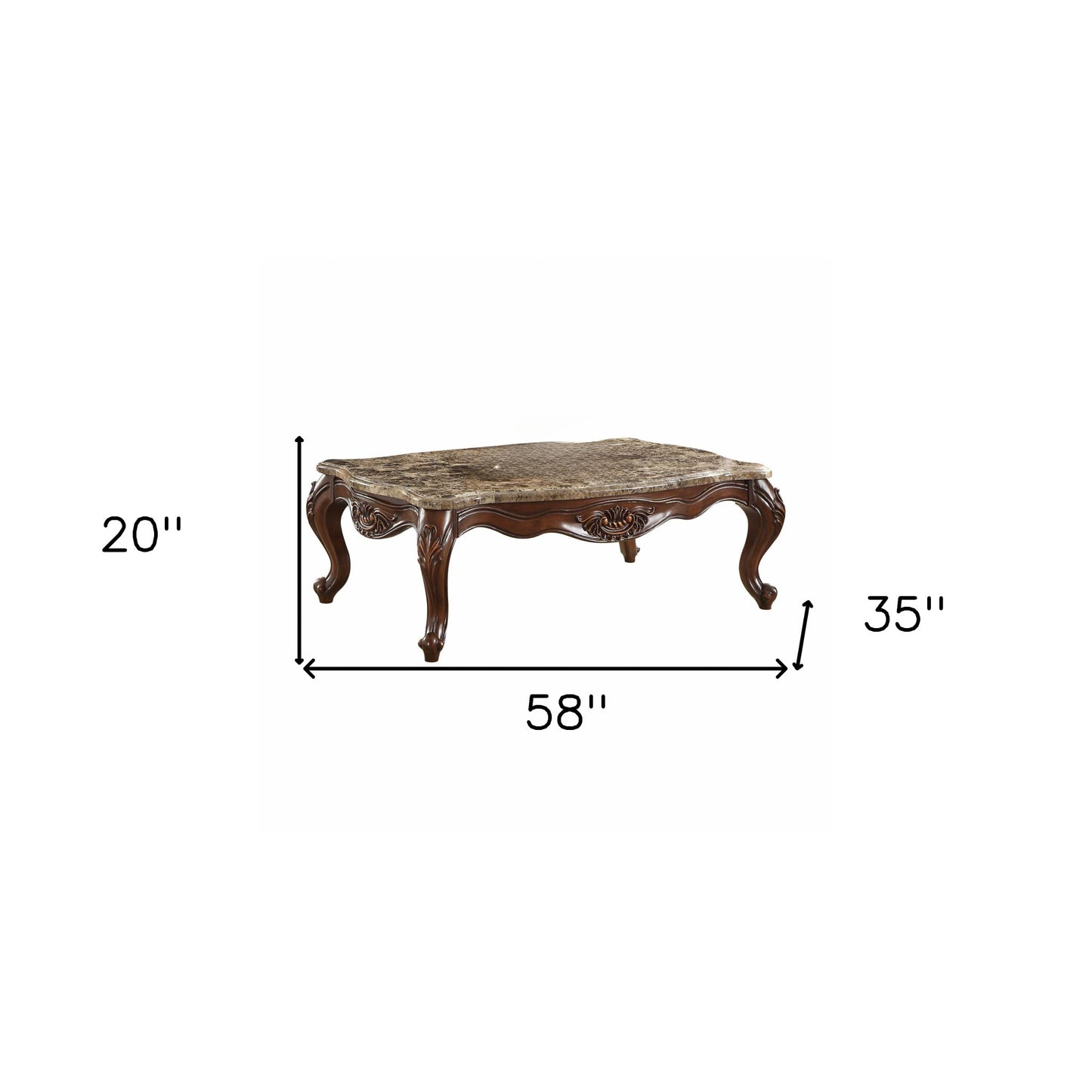 Brown & Dark Brown Genuine Marble Coffee Table