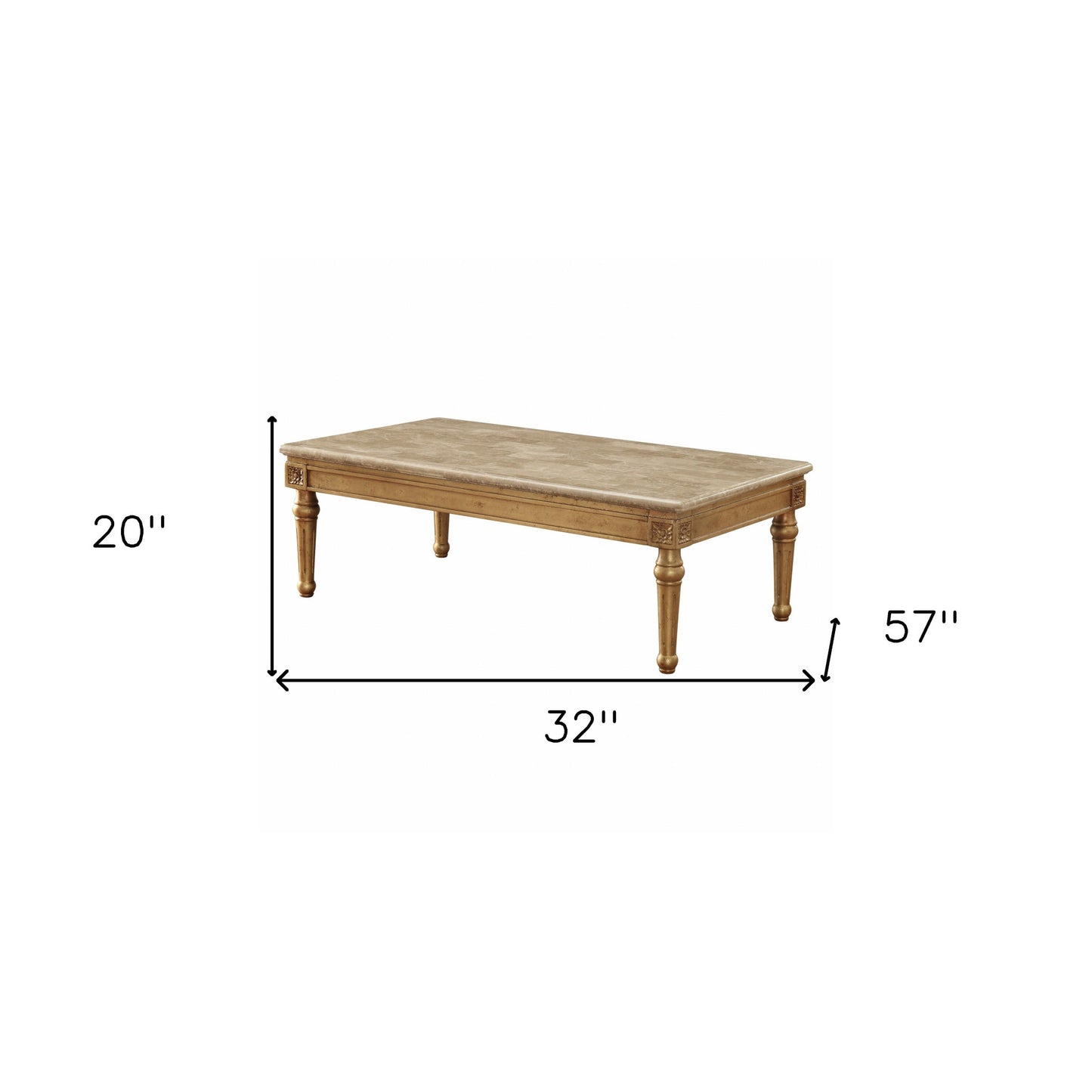 Marble Antique Gold Wood Coffee Table