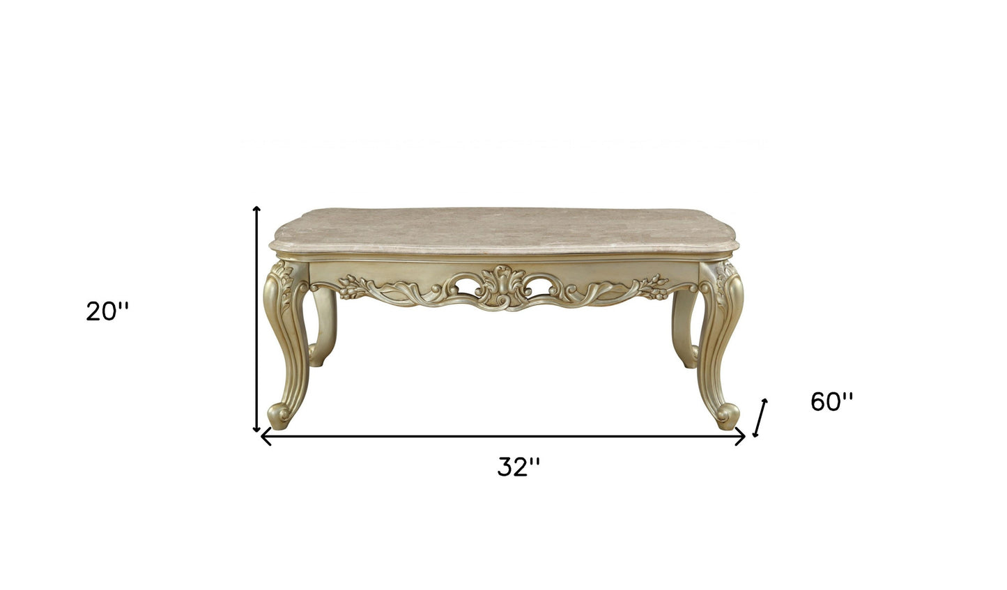 Genuine Marble & Solid Wood Coffee Table