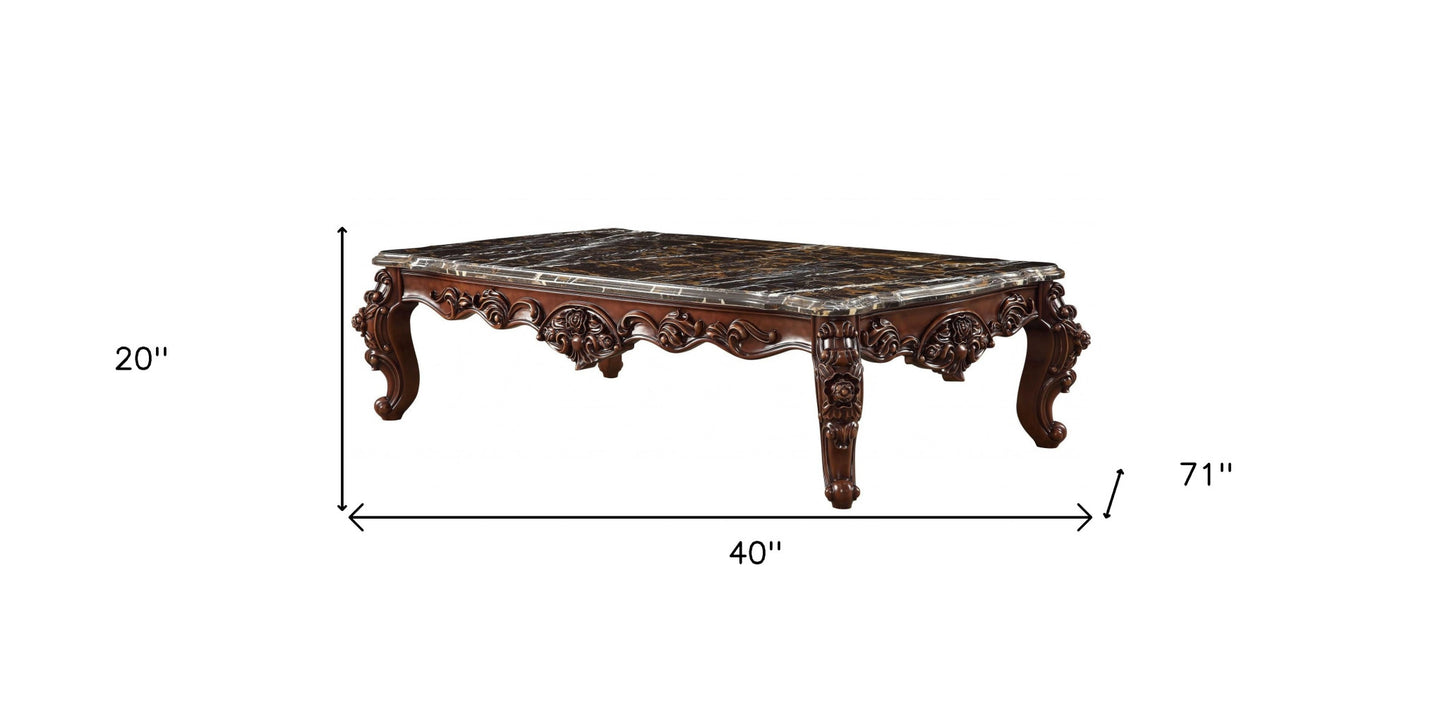 Dark Brown & Merlot Genuine Marble Coffee Table