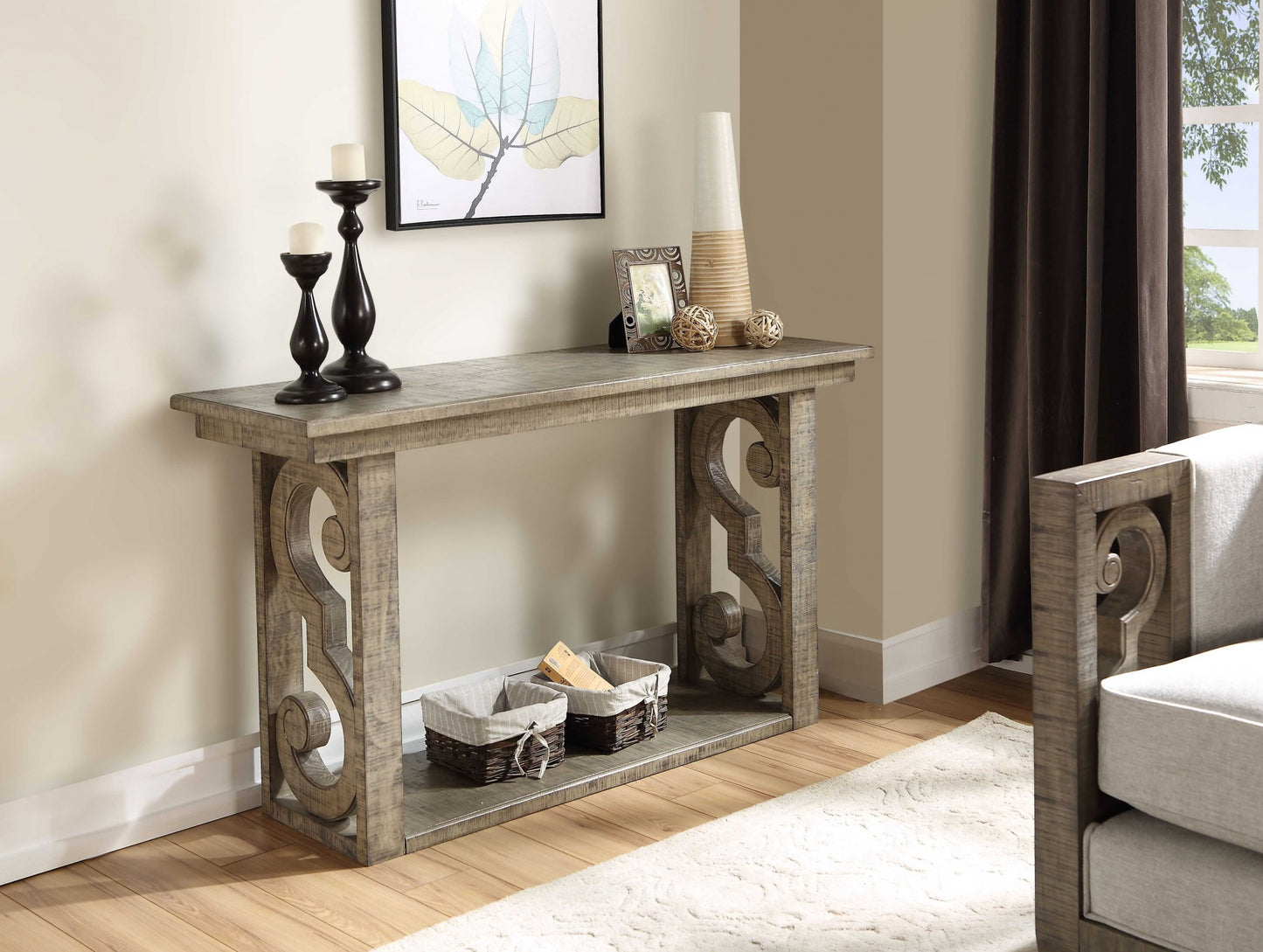 Salvaged Natural Wood Sofa Table