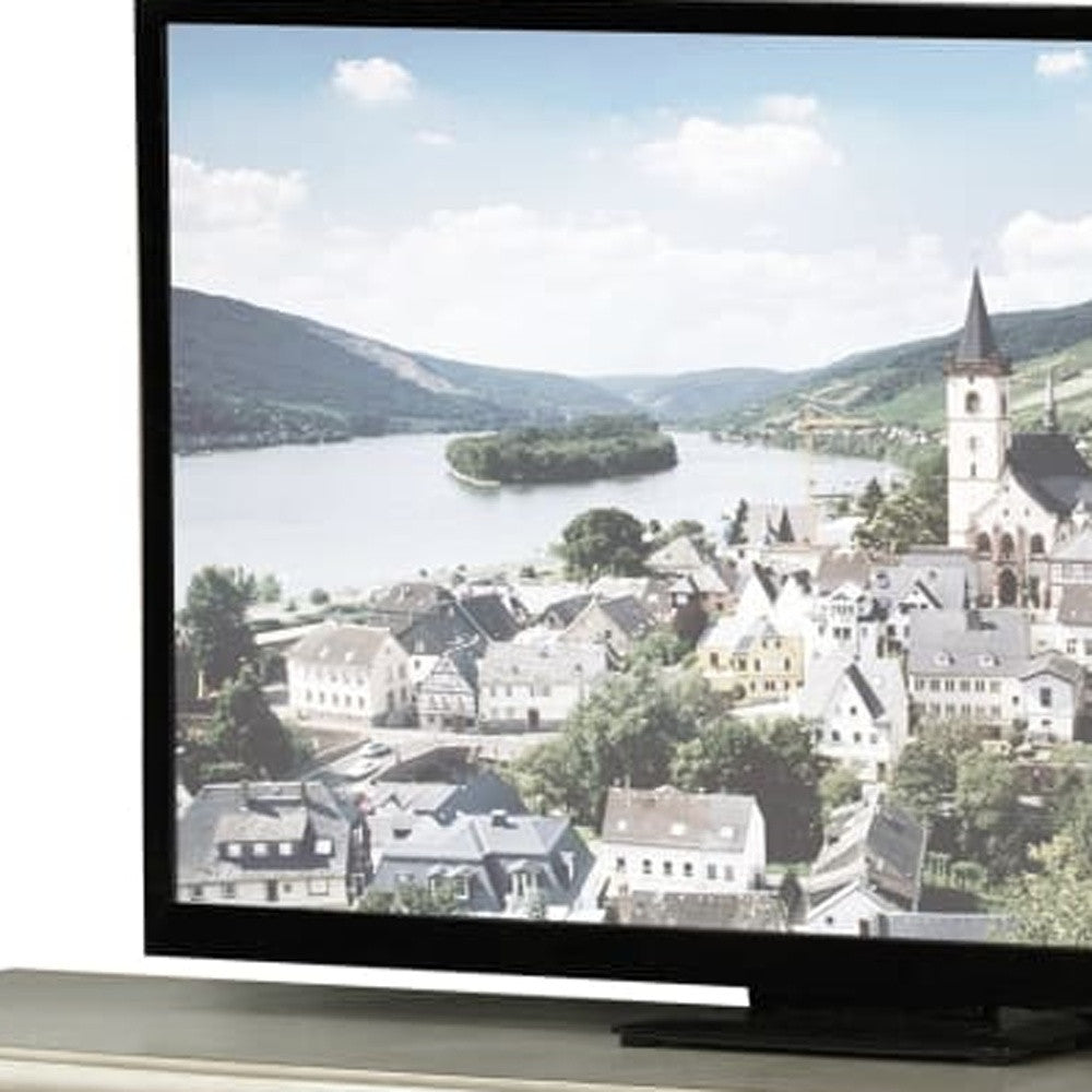 Bone White Wood Glass Media Console