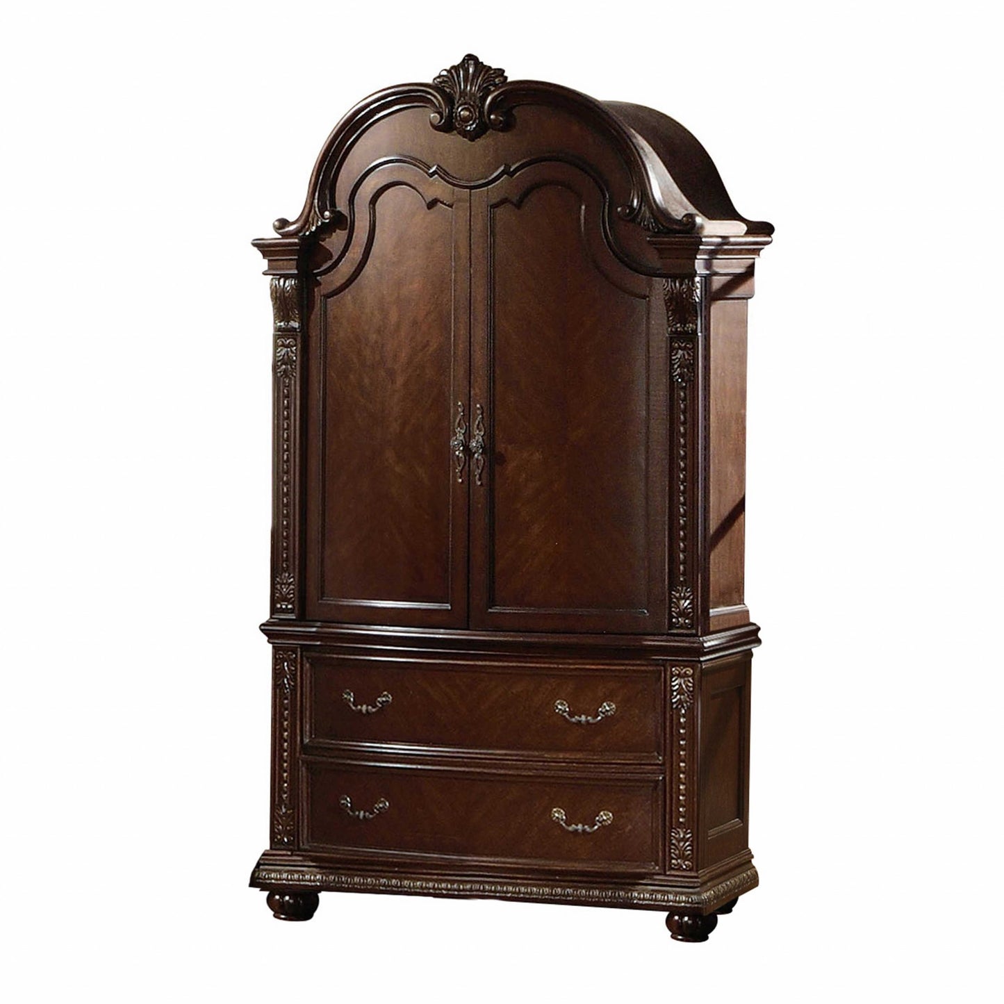 Dark Brown Solid Wood 6-Drawer Double Dresser