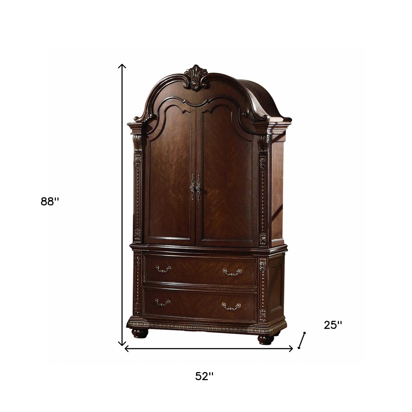 Dark Brown Solid Wood 6-Drawer Double Dresser