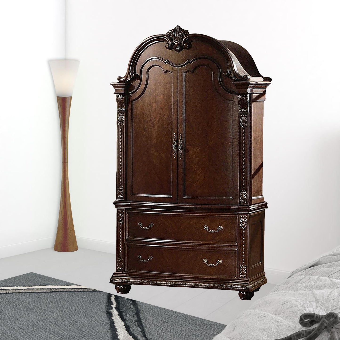 Dark Brown Solid Wood 6-Drawer Double Dresser