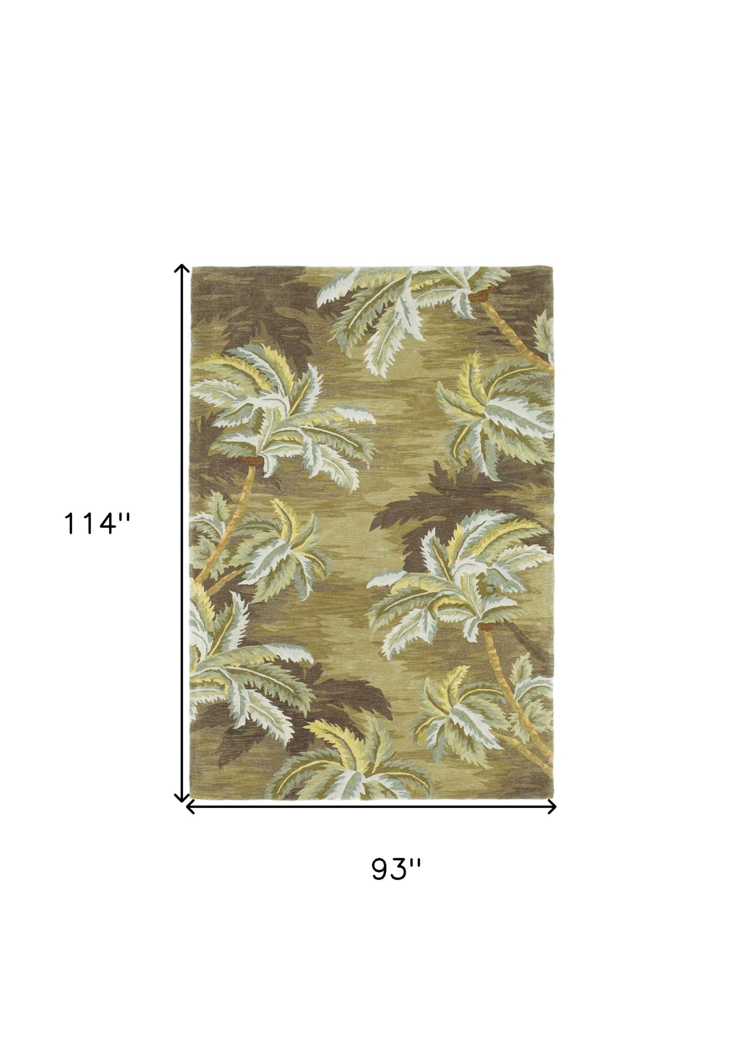 8 x 10 Moss Green Hand Tufted Palm Trees Indoor Rug