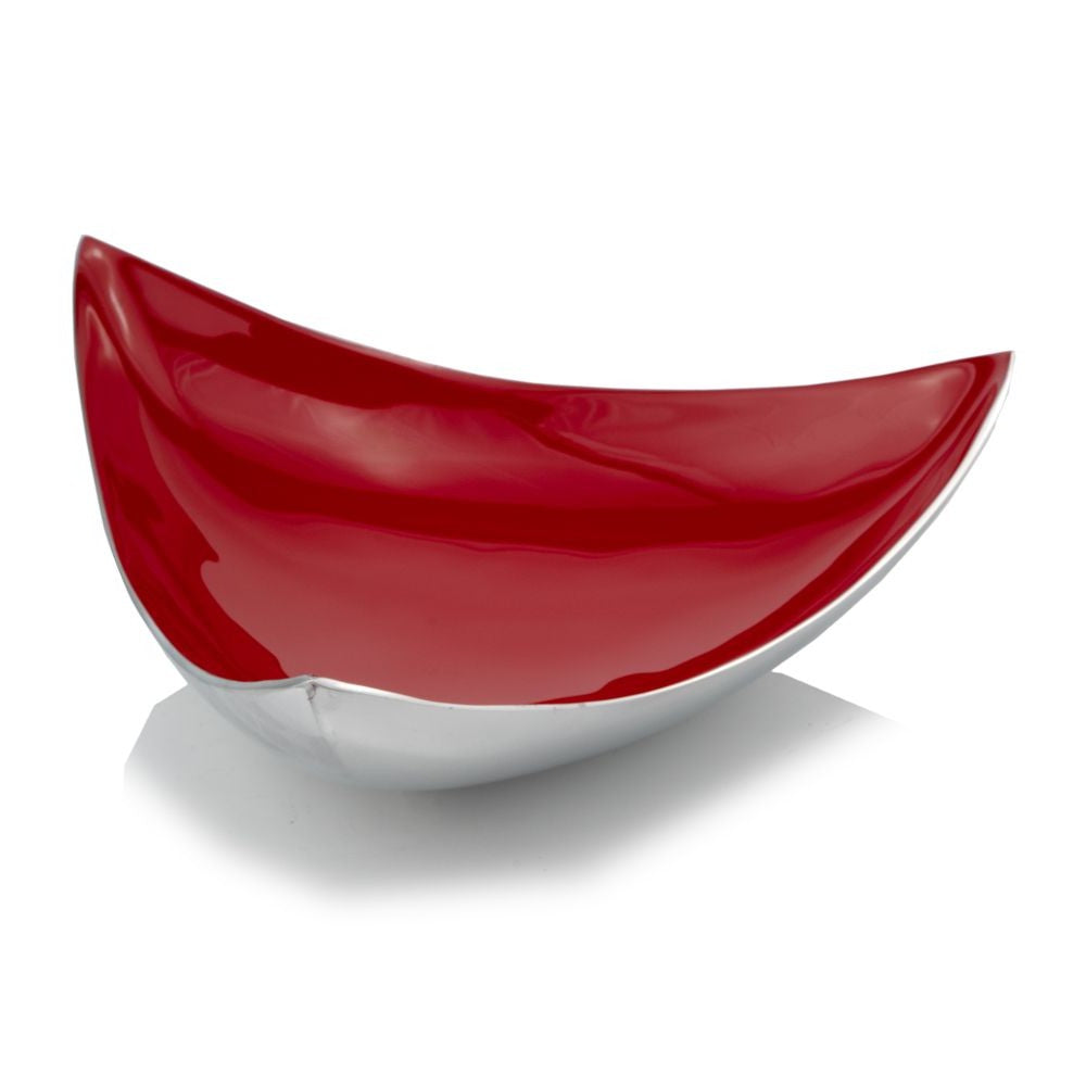 Silver And Red Triangular Bowl