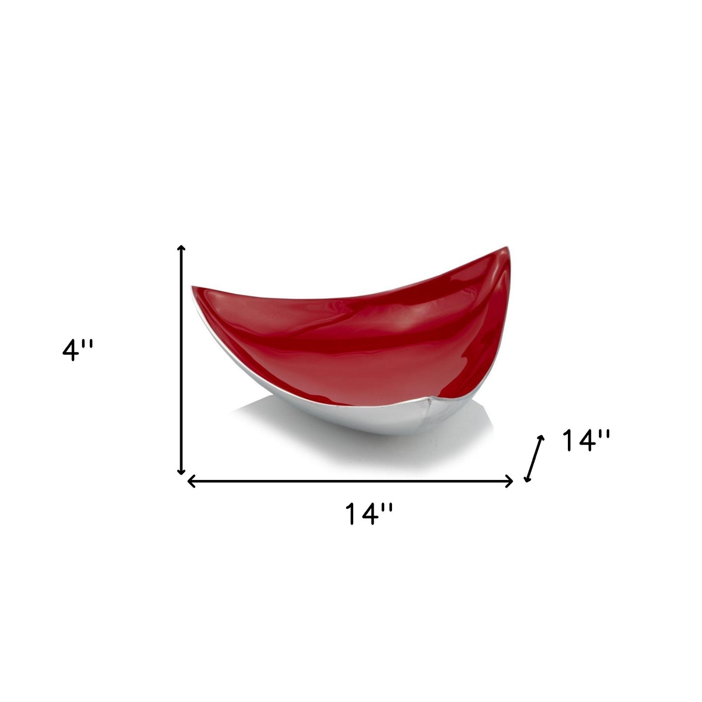 Silver And Red Triangular Bowl