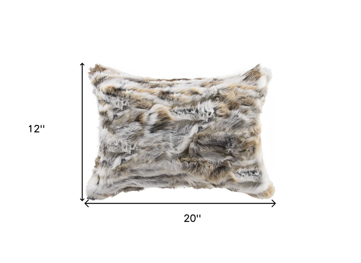 Tan & White Natural Rabbit Fur Pillow