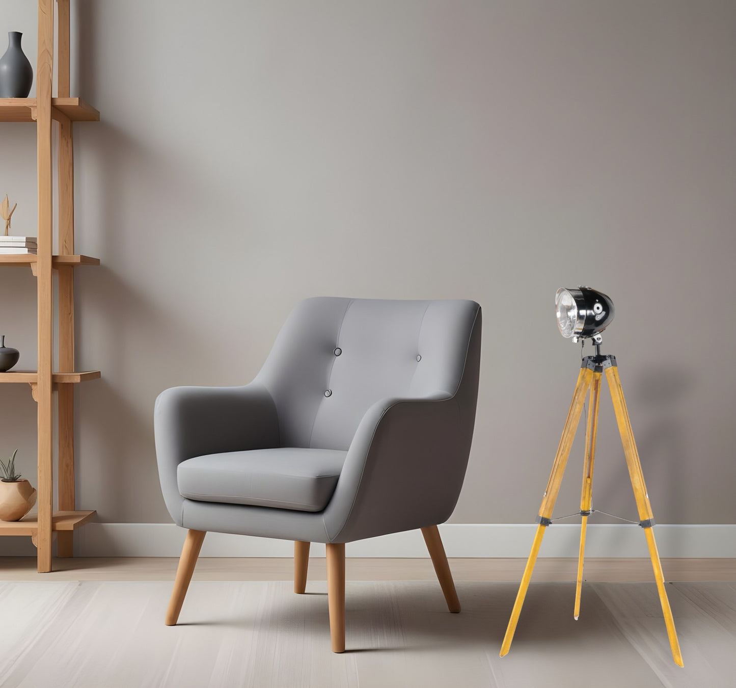 Distressed Tripod Floor Lamp w/ Cone