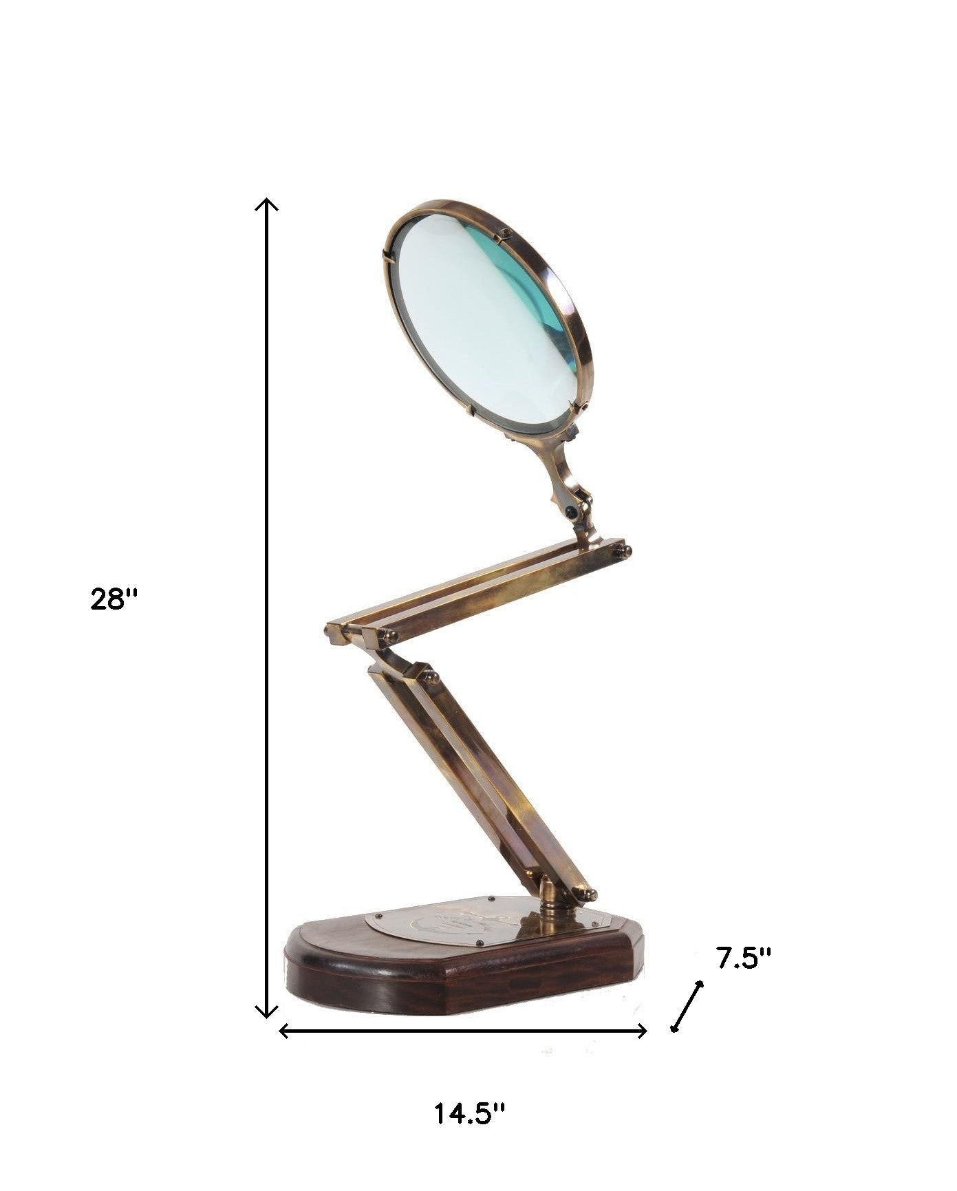 Brass Big Magnifier Glass With Wooden Base