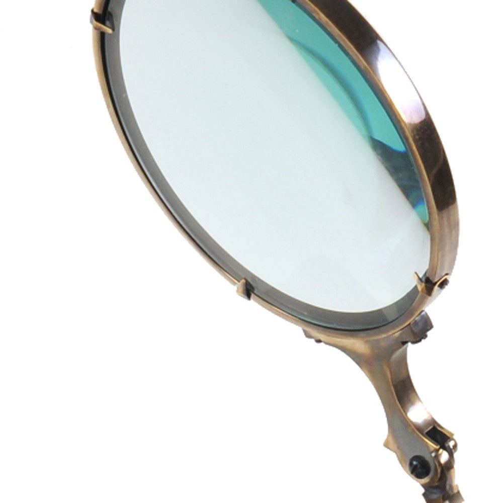 Brass Big Magnifier Glass With Wooden Base