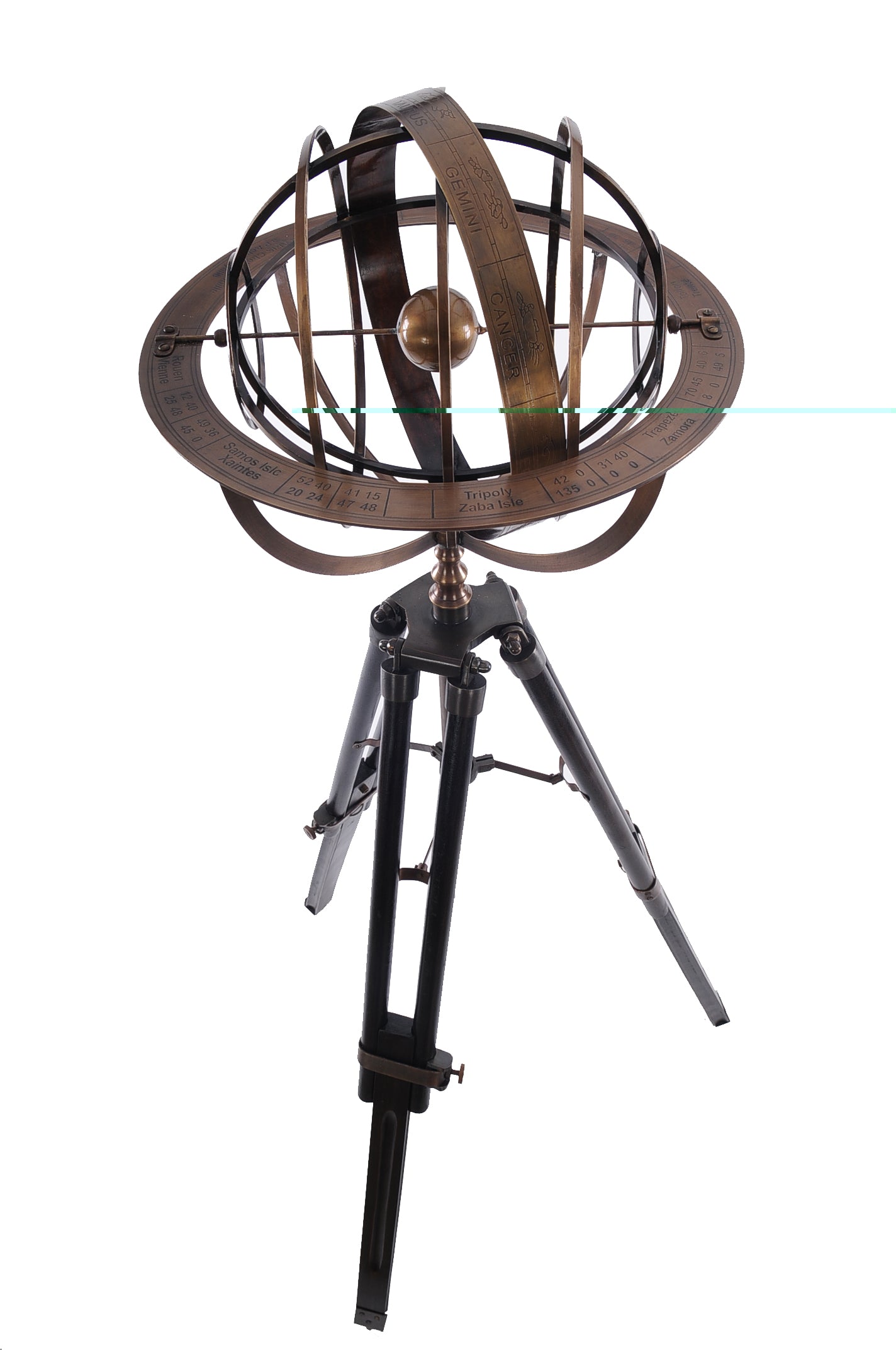 Brass Armillary With Wood Stand